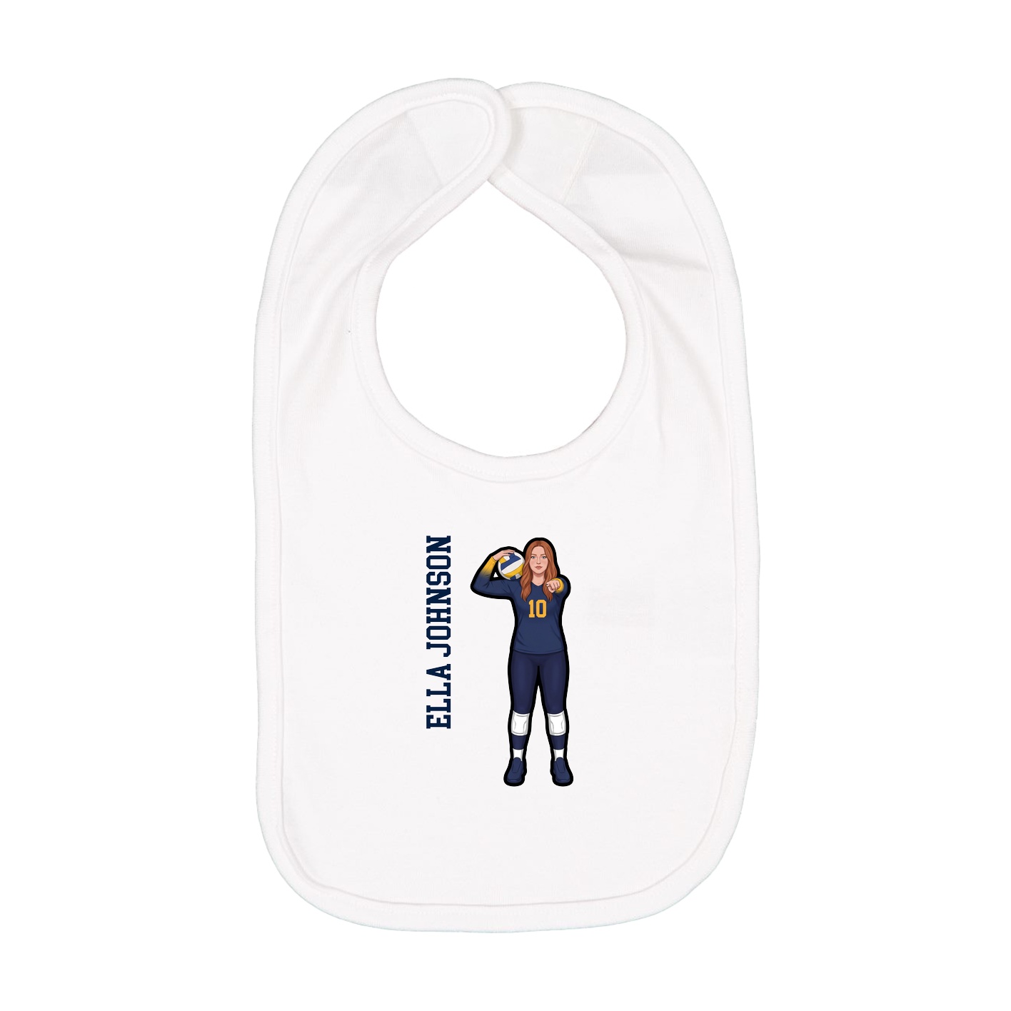 Infant Bib — Name Vertical in White