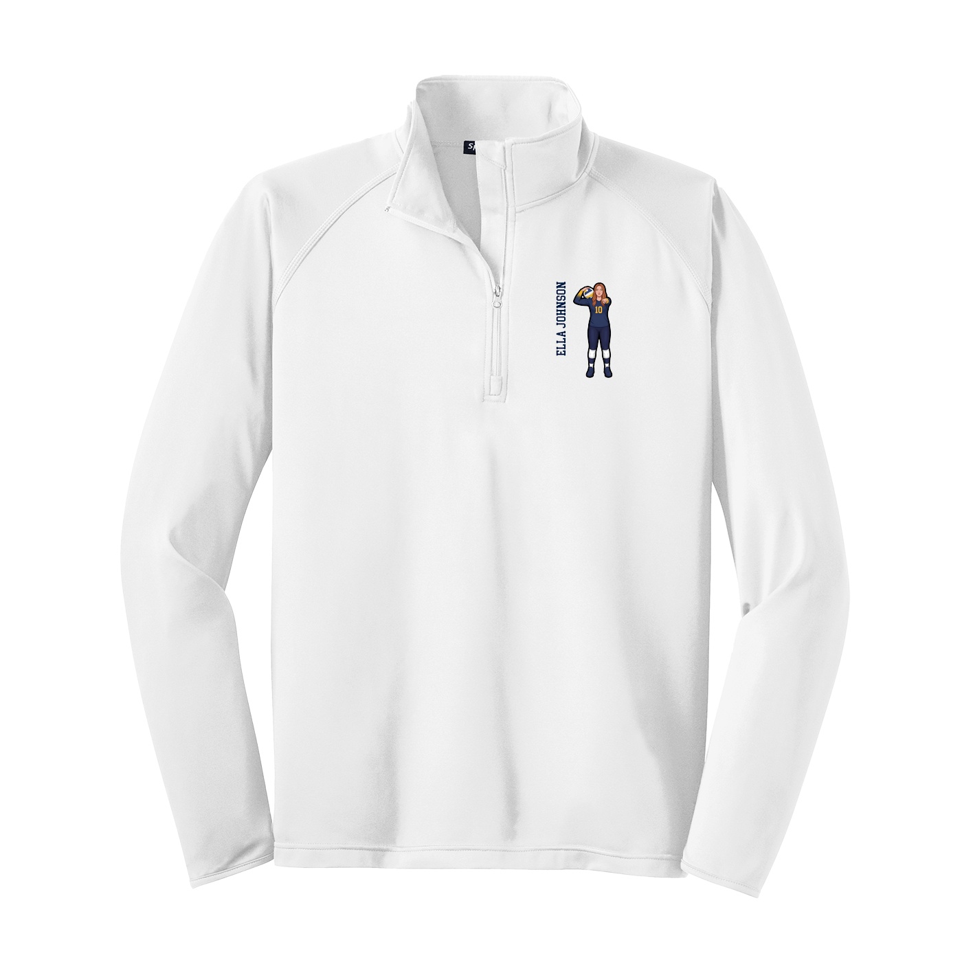 Q-Zip Pullover — Name Vertical in White
