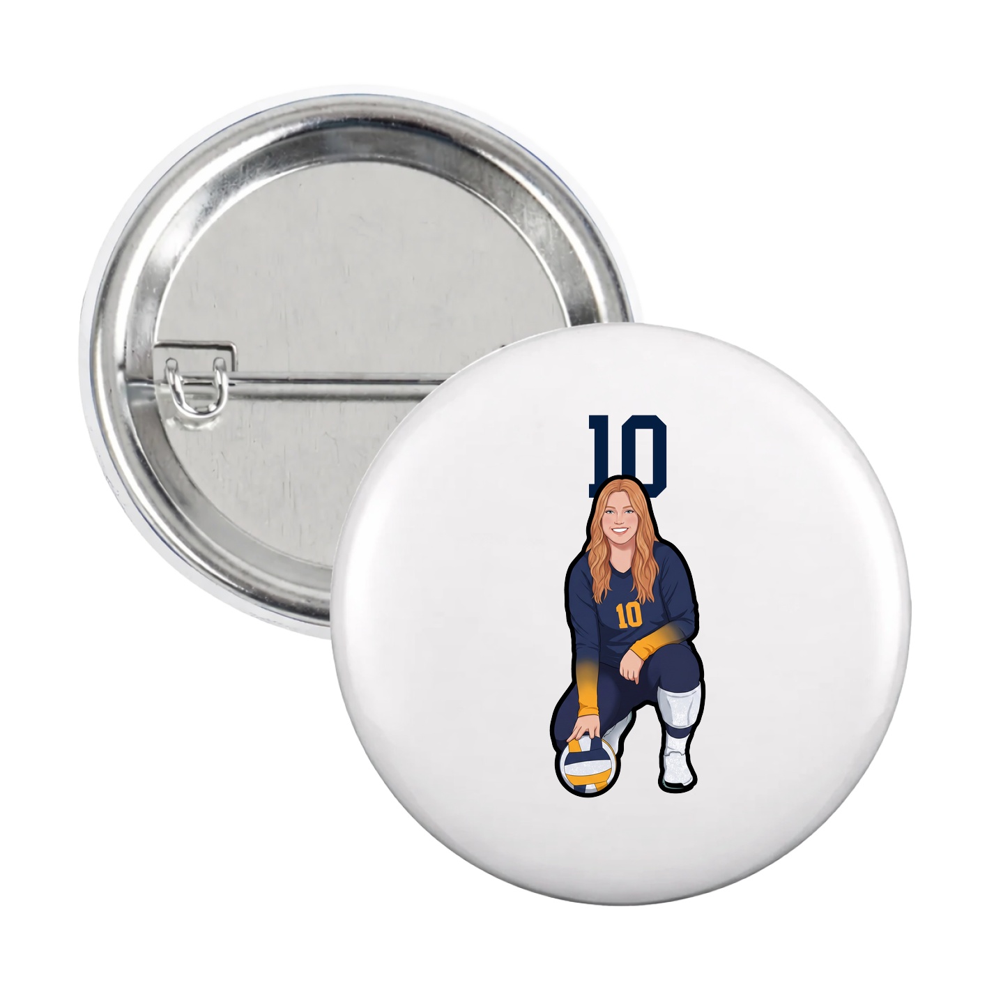 Game Day Button — Number Top in White