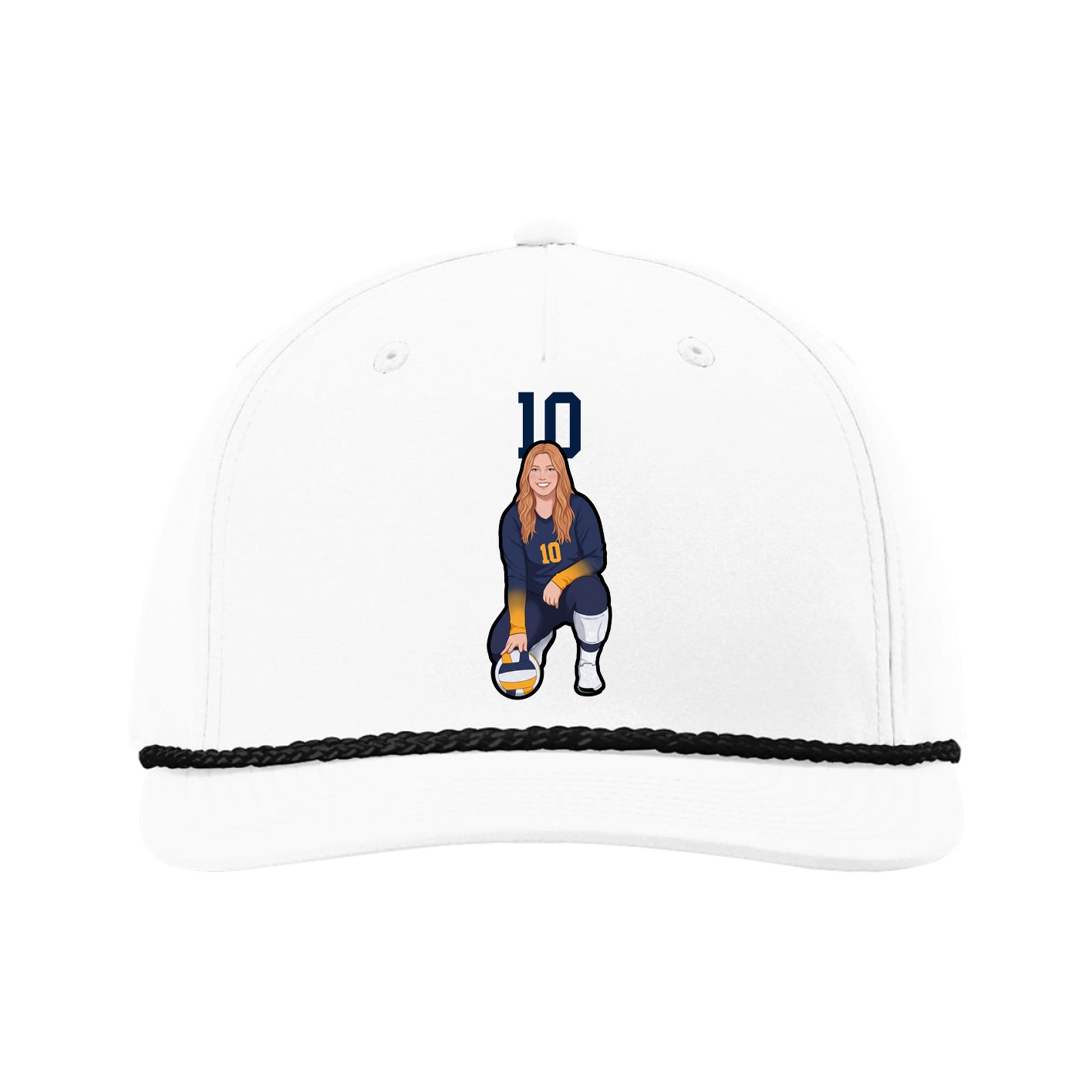 Five-Panel Classic Rope Cap — Number Top in White