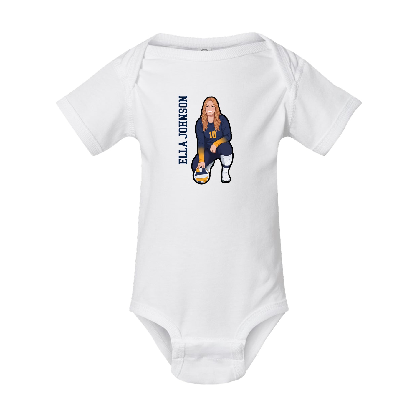 Baby Onesie — Name Vertical in White