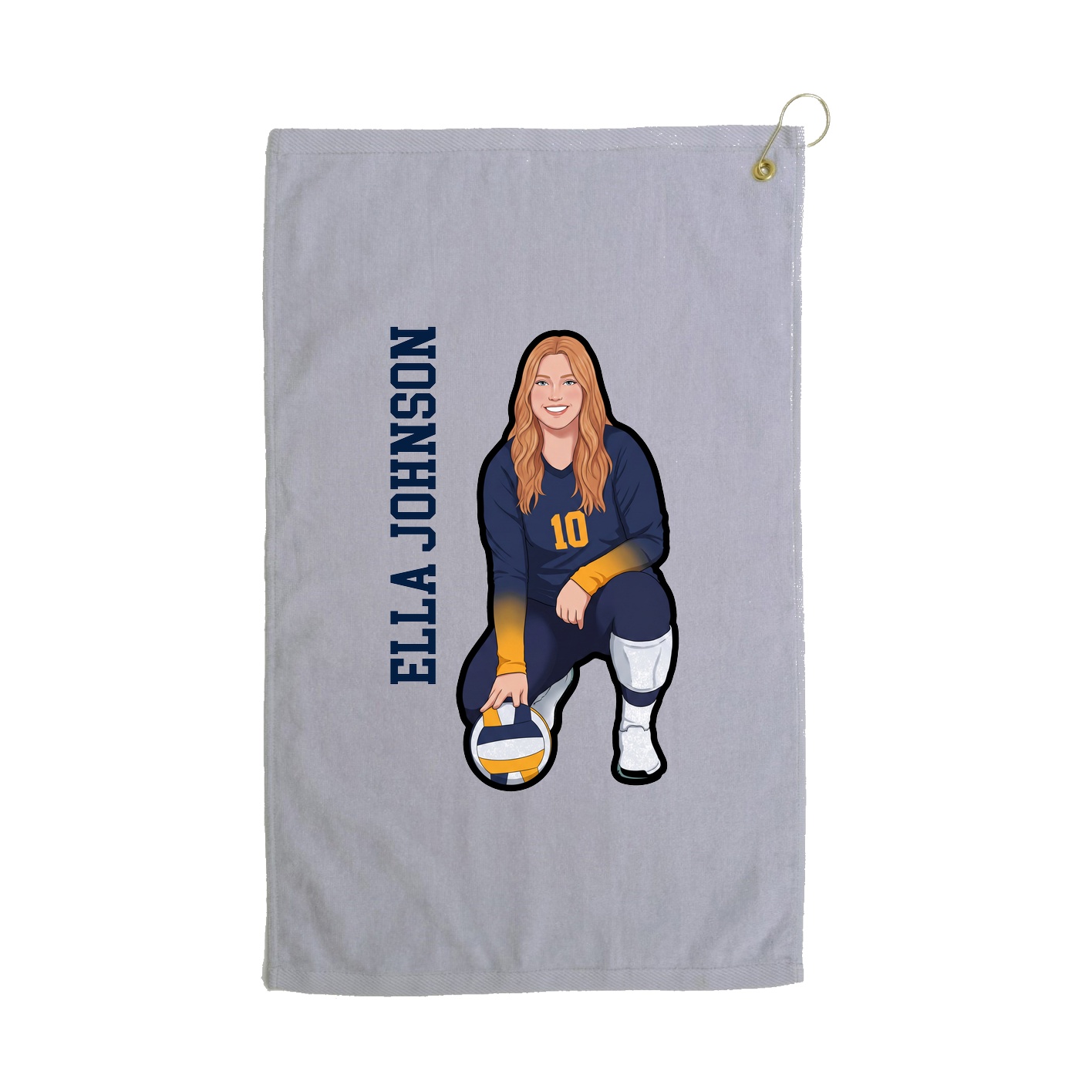 Golf Towel — Name Vertical in Grey