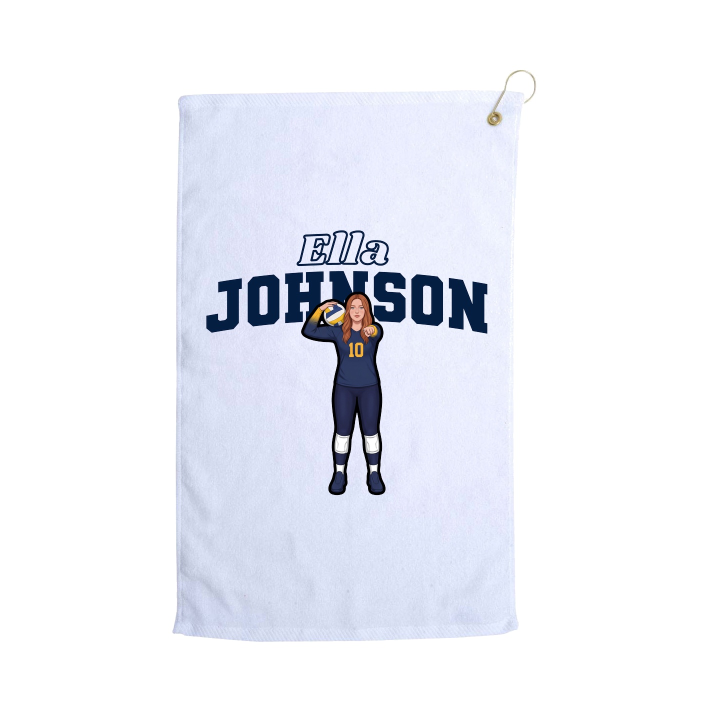 Golf Towel — Name Arch in White