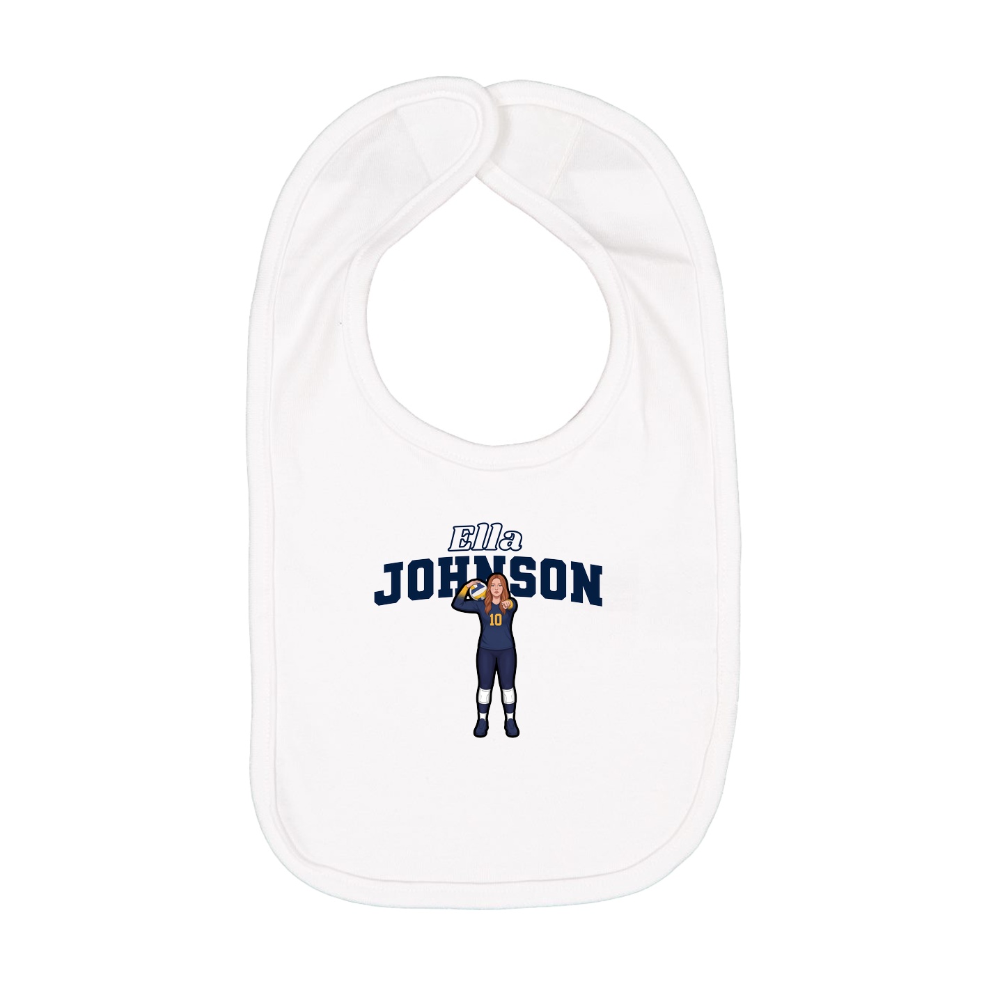 Infant Bib — Name Arch in White