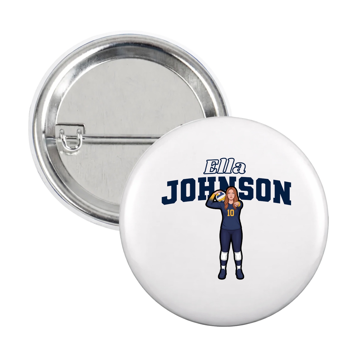 Game Day Button — Name Arch in White