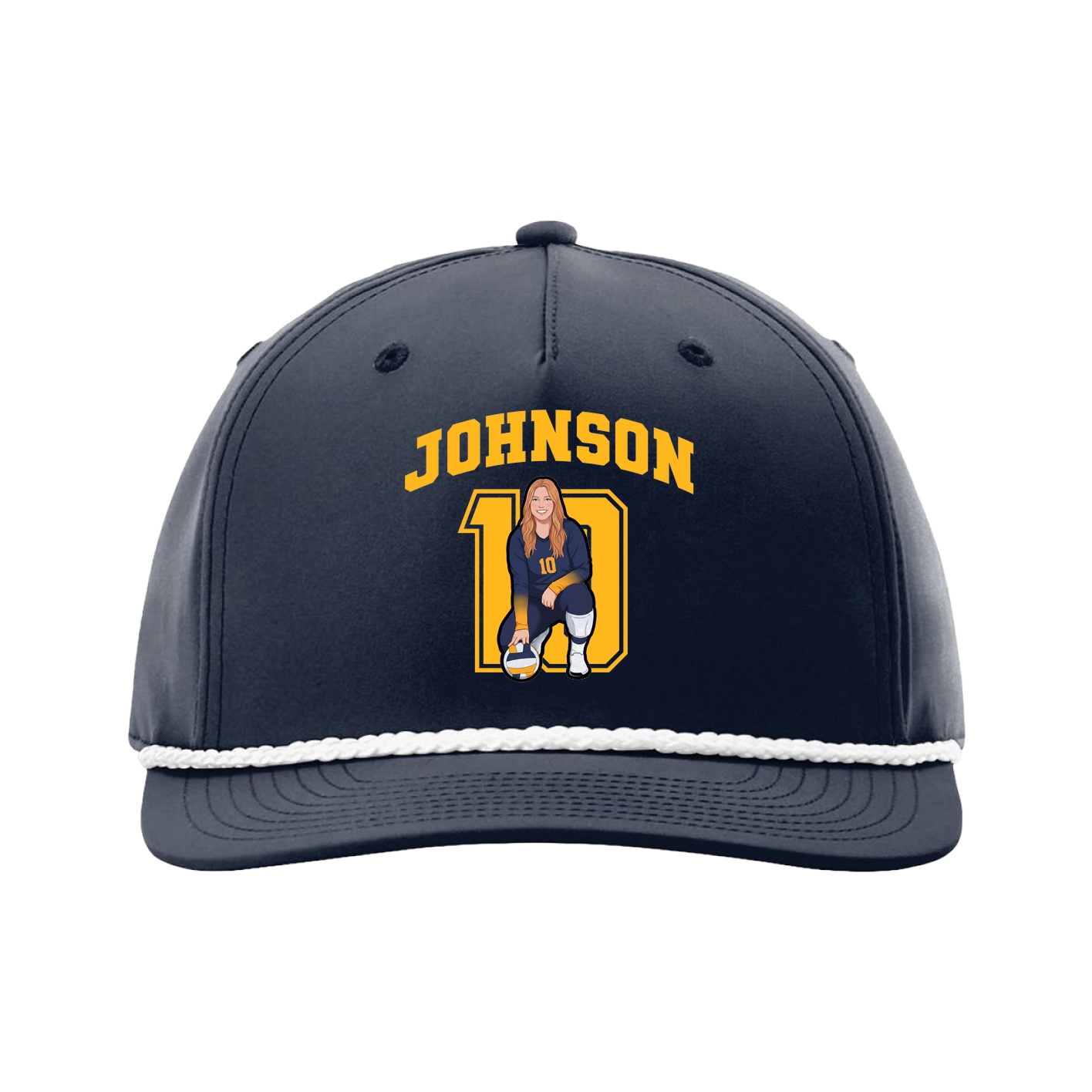 Five-Panel Classic Rope Cap — Number in Navy