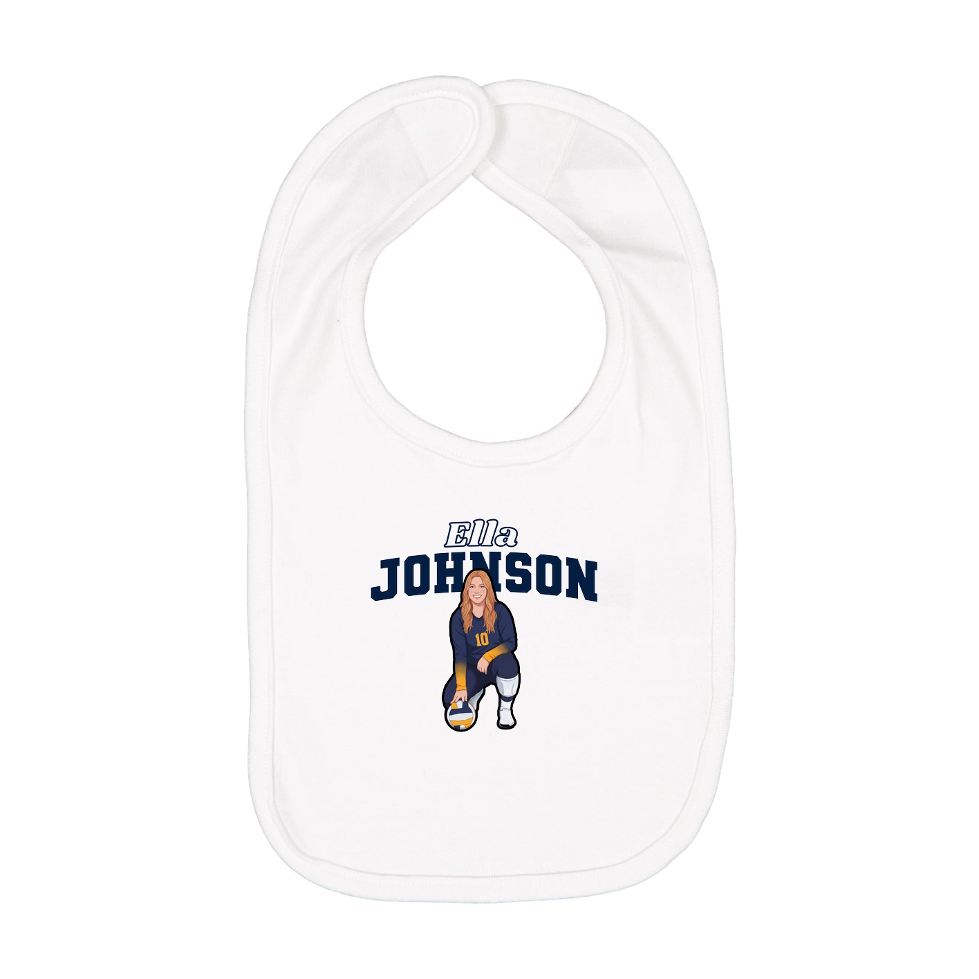 Infant Bib — Name Arch in White