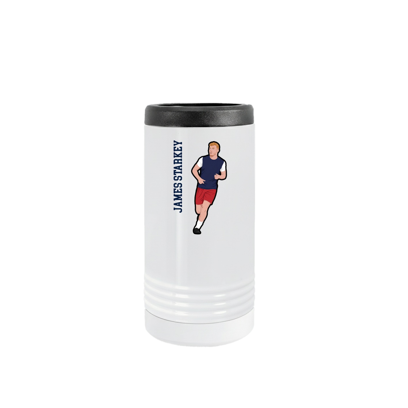 Slim Beverage Holder — Name Vertical in White