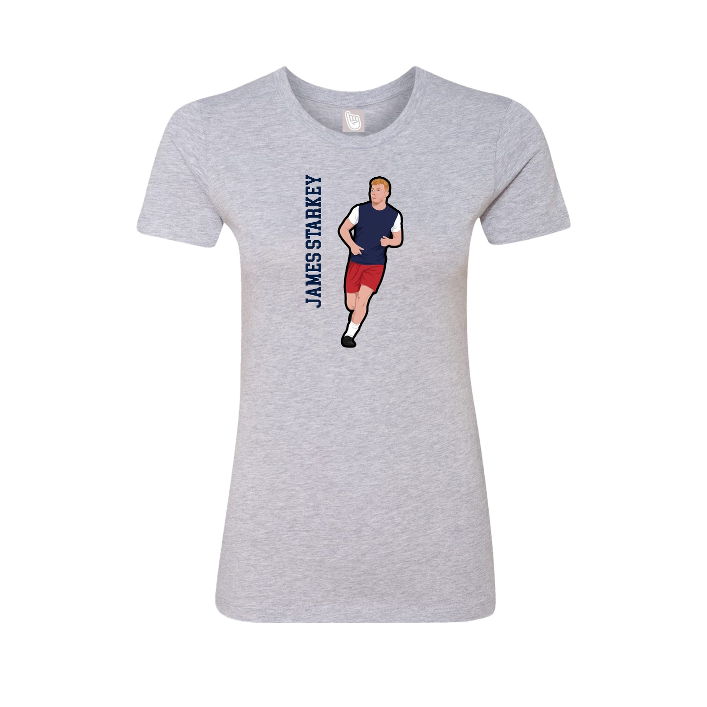 Fitted Women's Tee — Name Vertical in Grey
