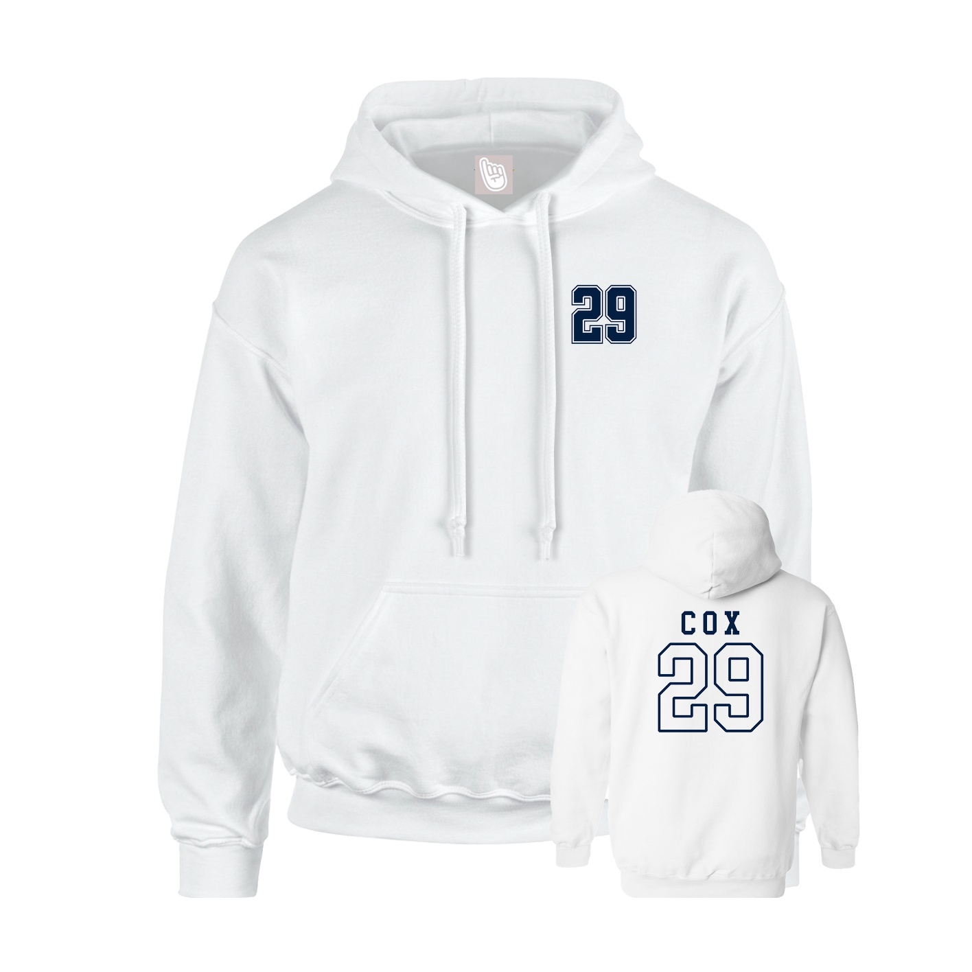 Youth Hoodie — Chest Back in White