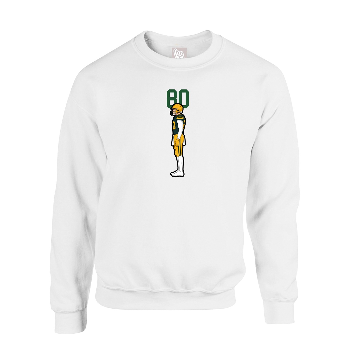 Fleece Crew — Number Top in White