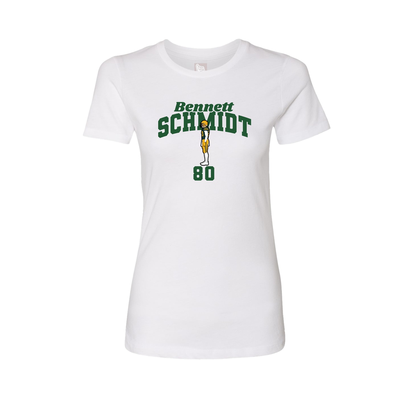 Fitted Women's Tee — Signature Arch in White