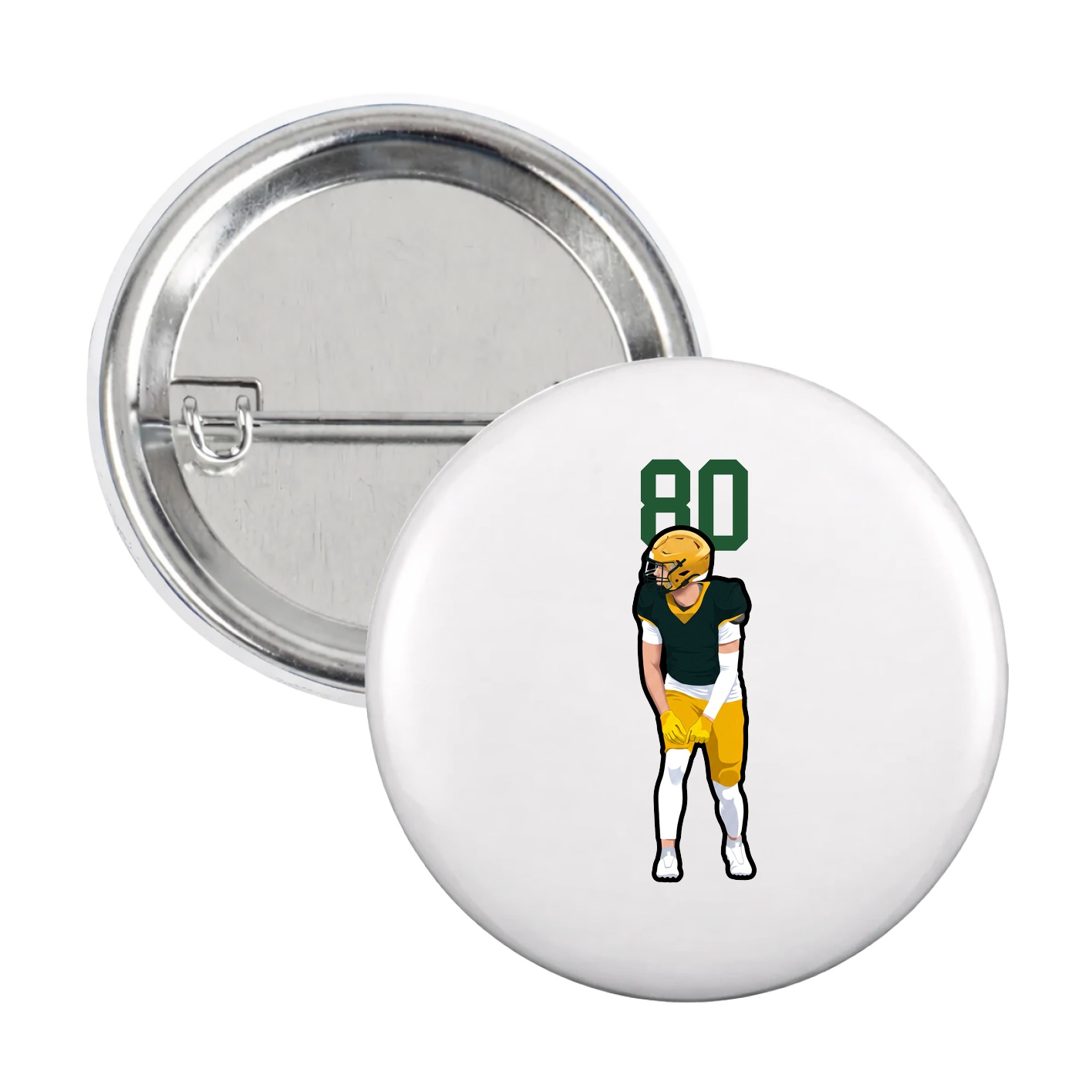 Game Day Button — Number Top in White