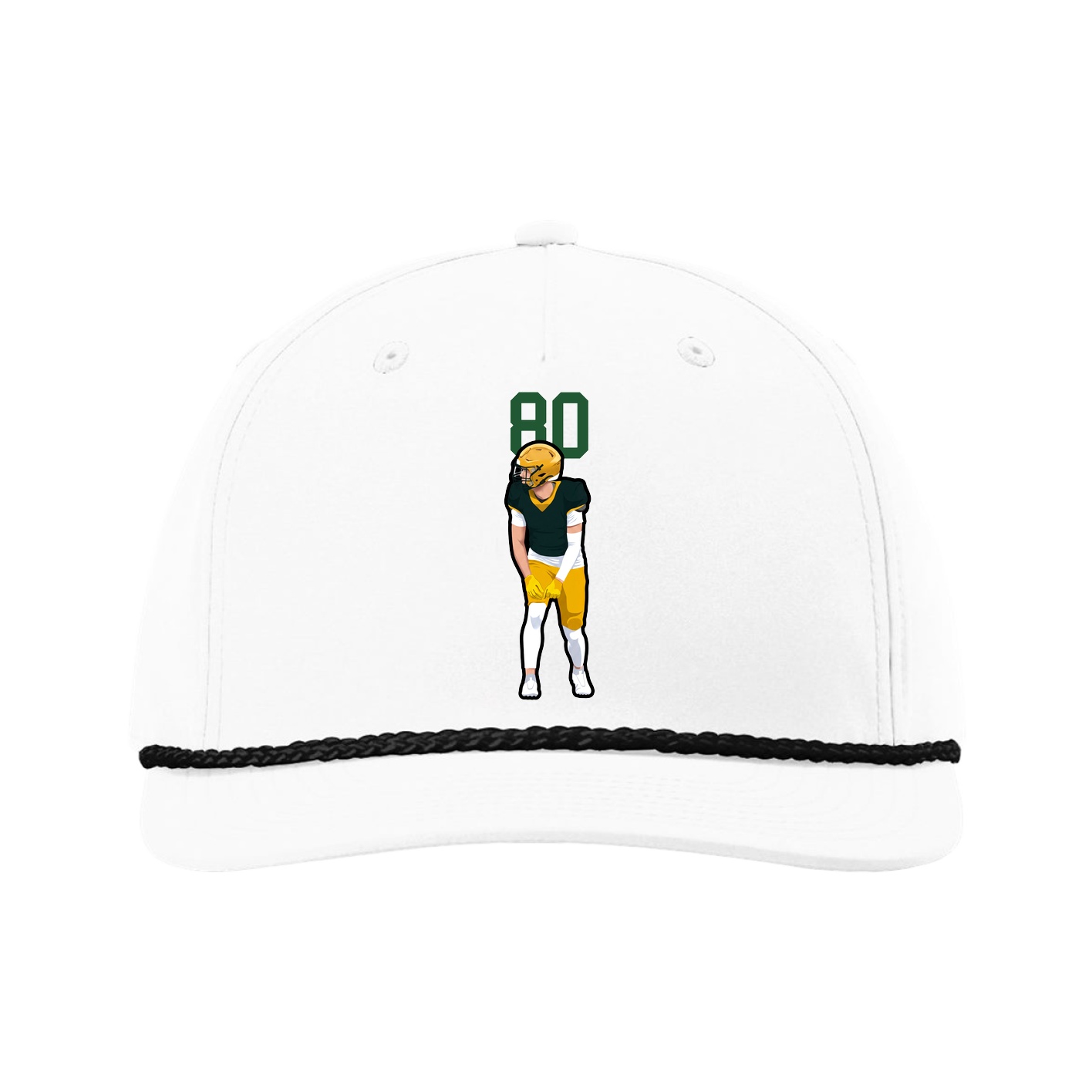 Five-Panel Classic Rope Cap — Number Top in White