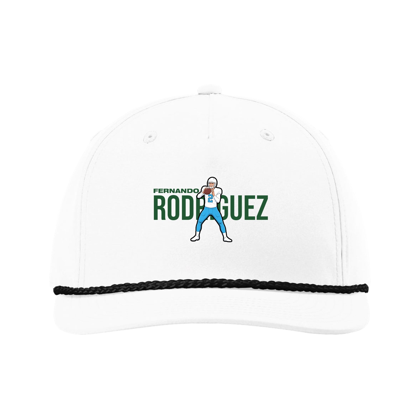 Five-Panel Classic Rope Cap — Player Name in White