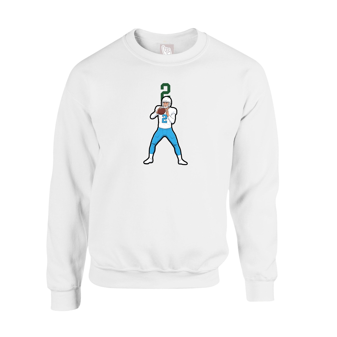 Fleece Crew — Number Top in White
