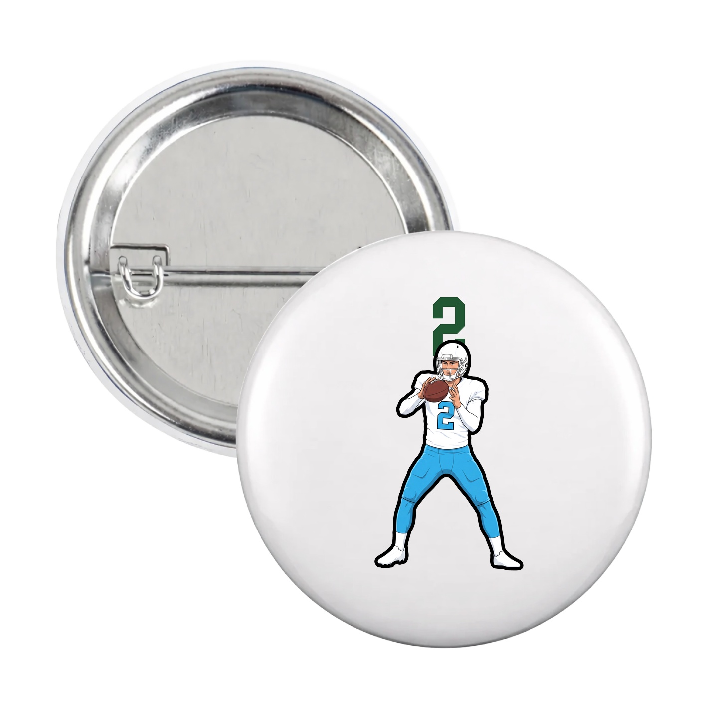 Game Day Button — Number Top in White