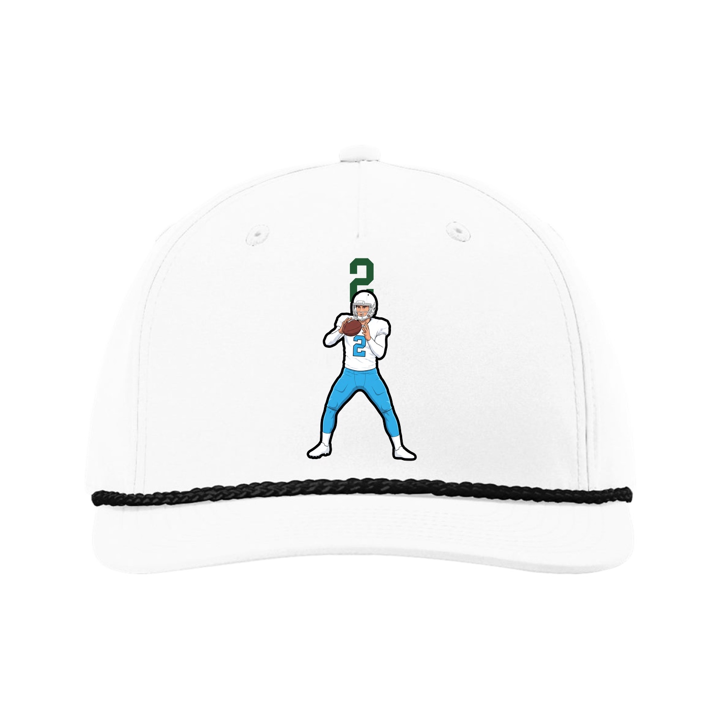 Five-Panel Classic Rope Cap — Number Top in White