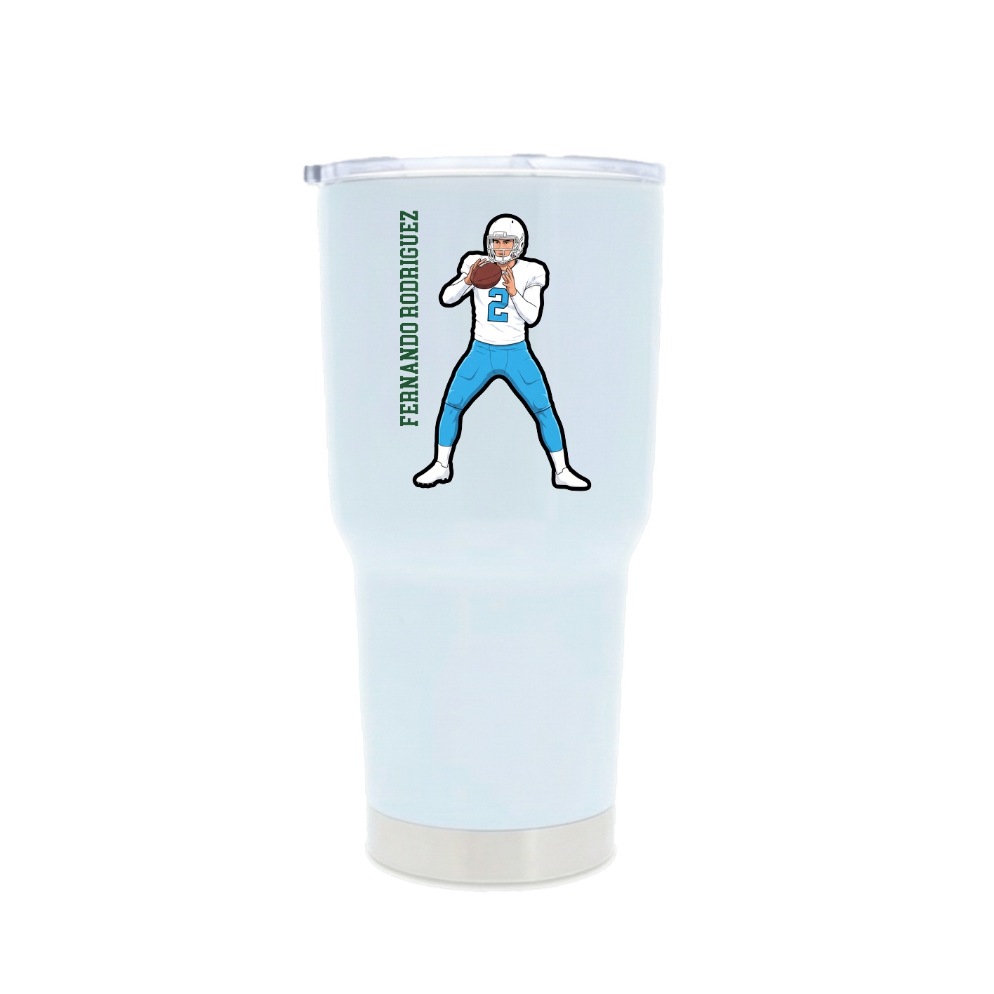 30oz Stainless Steel Tumbler — Name Vertical in White