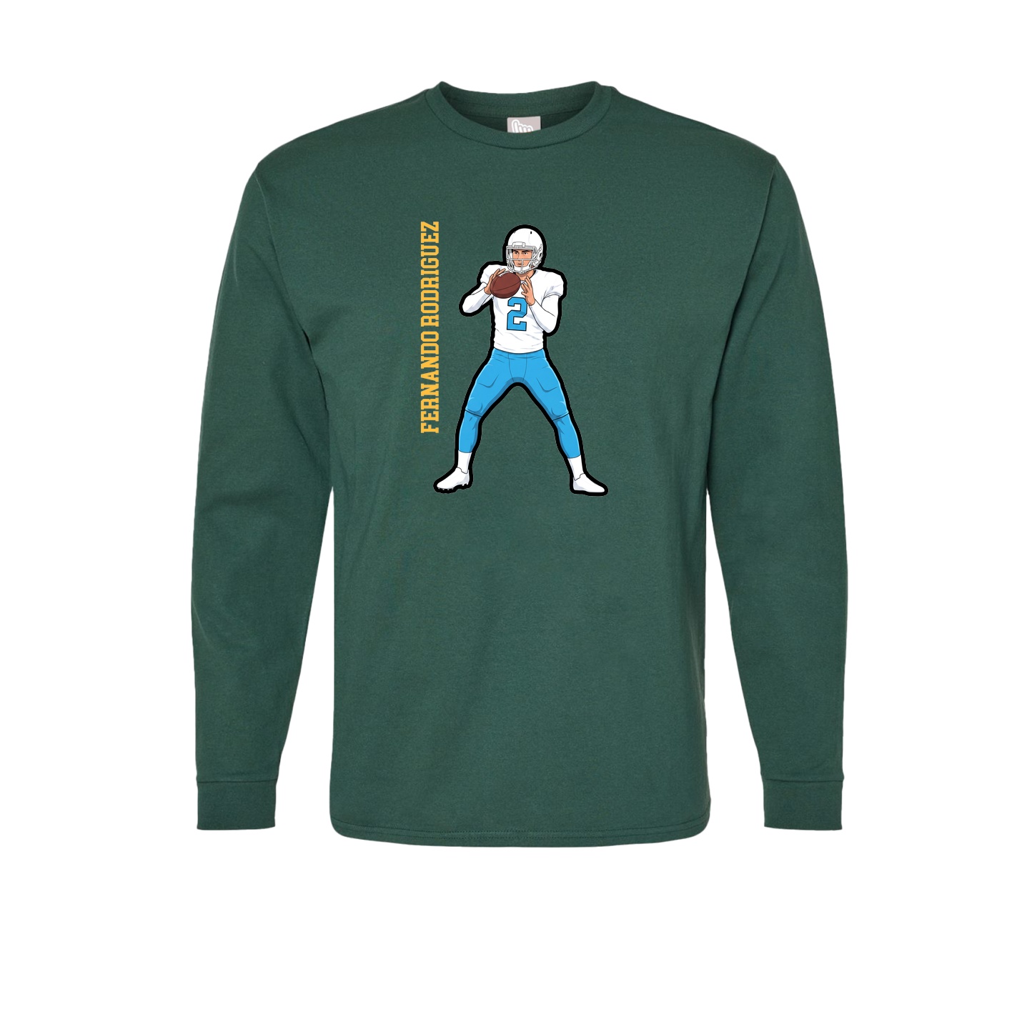 Long Sleeve Tee — Name Vertical in Green