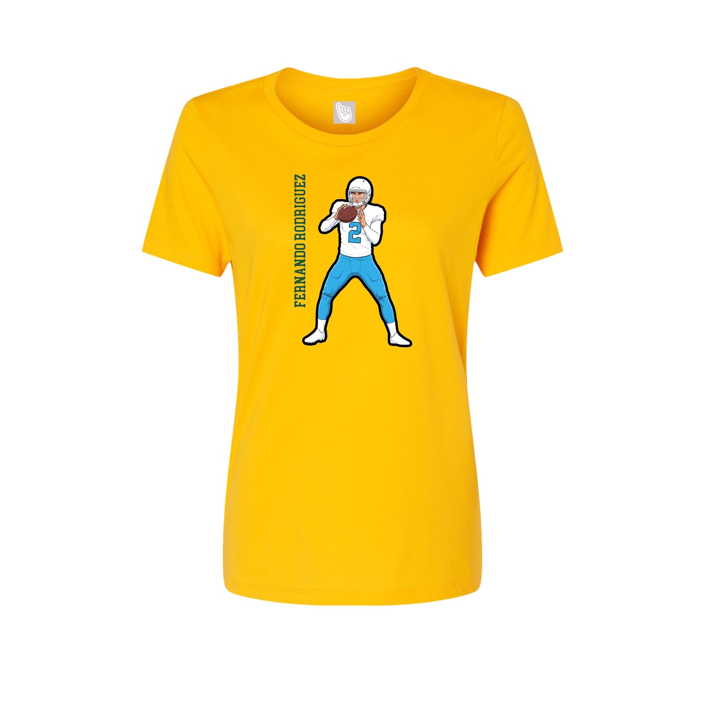 Fitted Women's Tee — Name Vertical in Gold