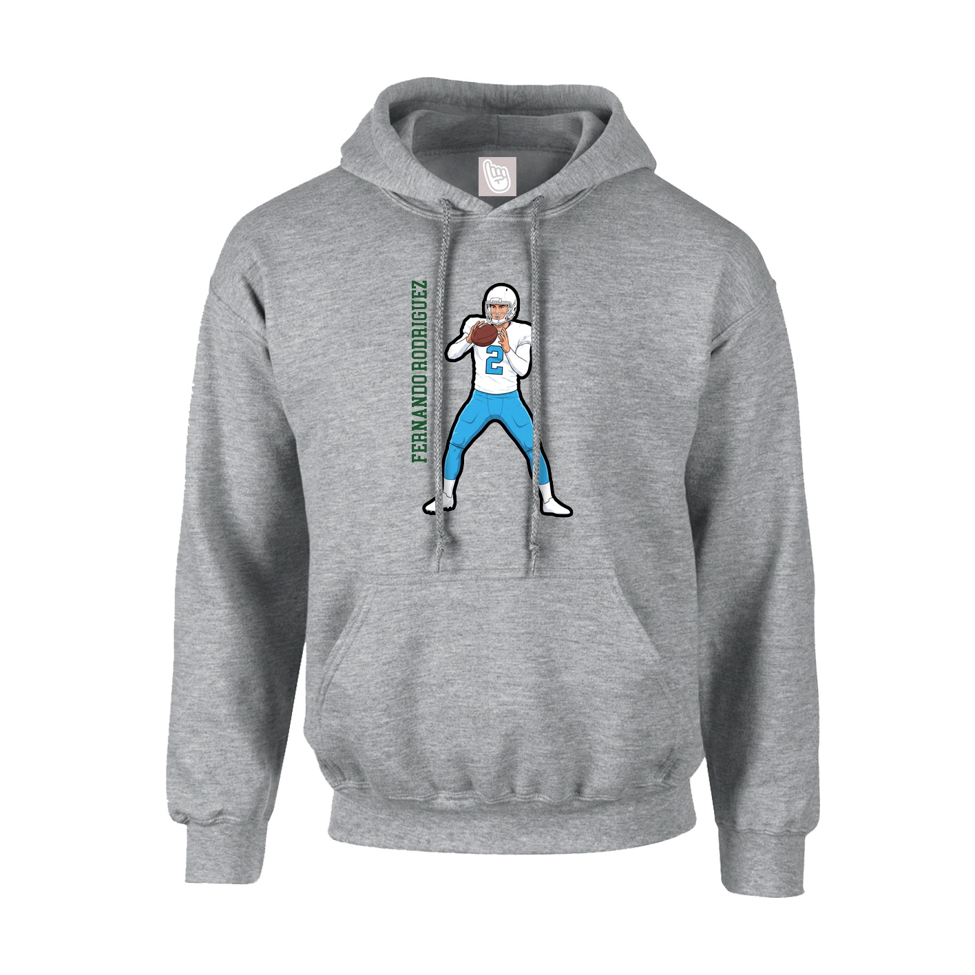 Youth Hoodie — Name Vertical in Grey
