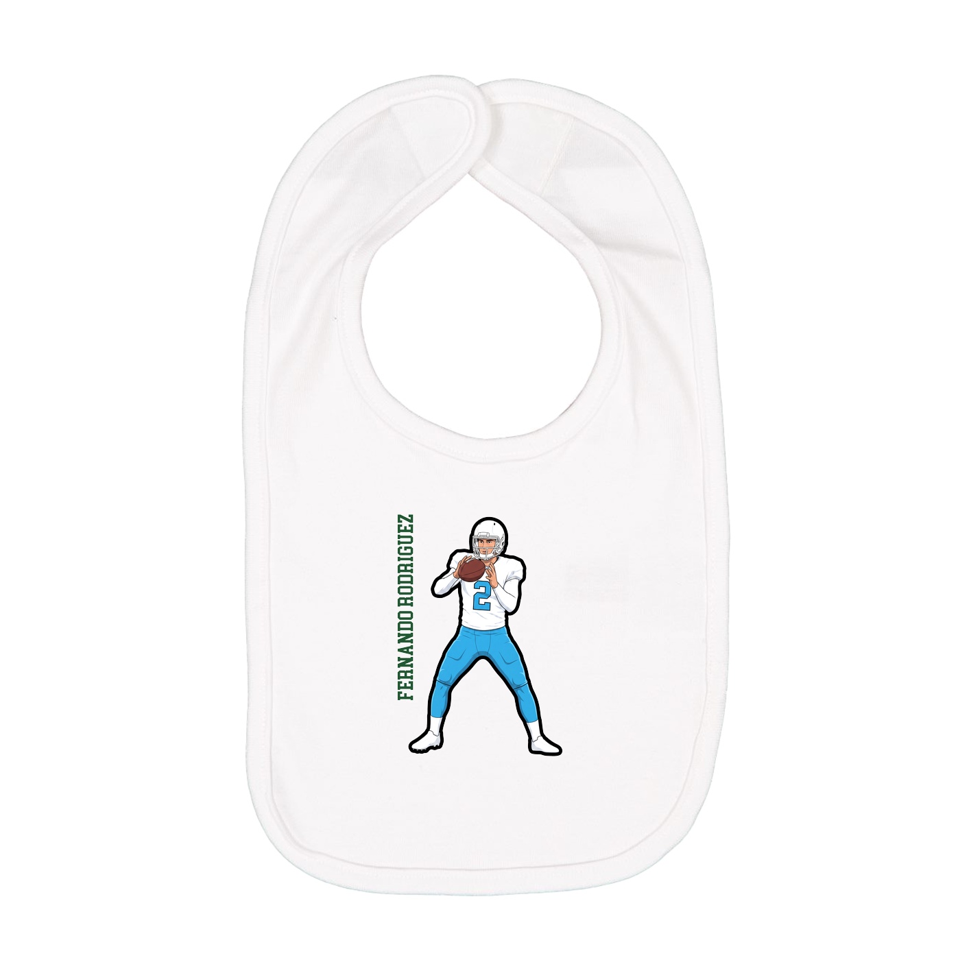 Infant Bib — Name Vertical in White