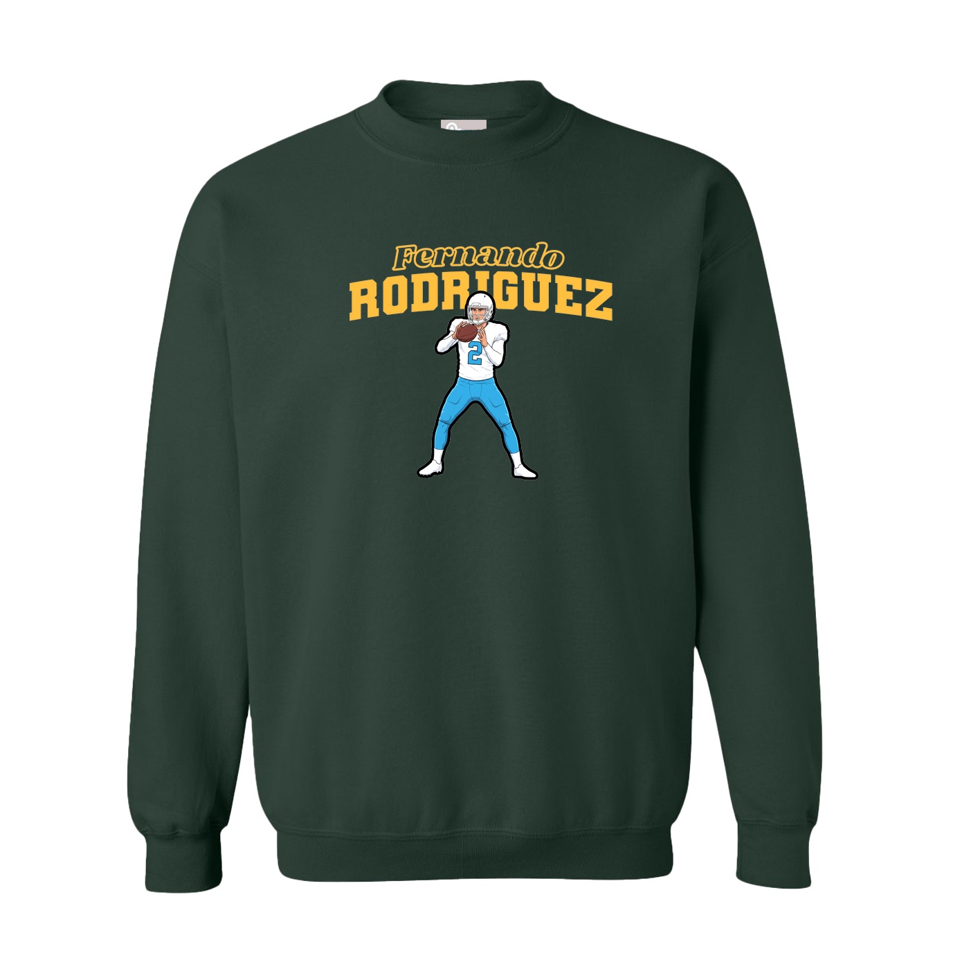 Fleece Crew — Name Arch in Green