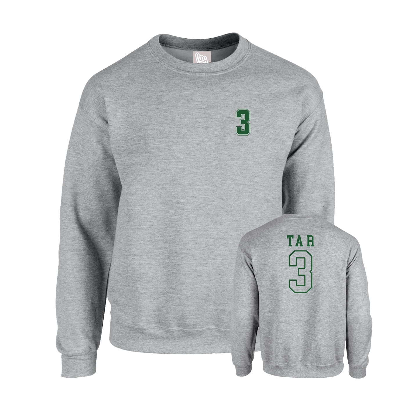 Fleece Crew — Chest Back in Grey