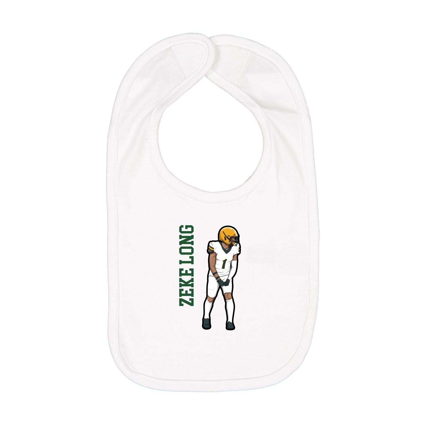 Infant Bib — Name Vertical in White