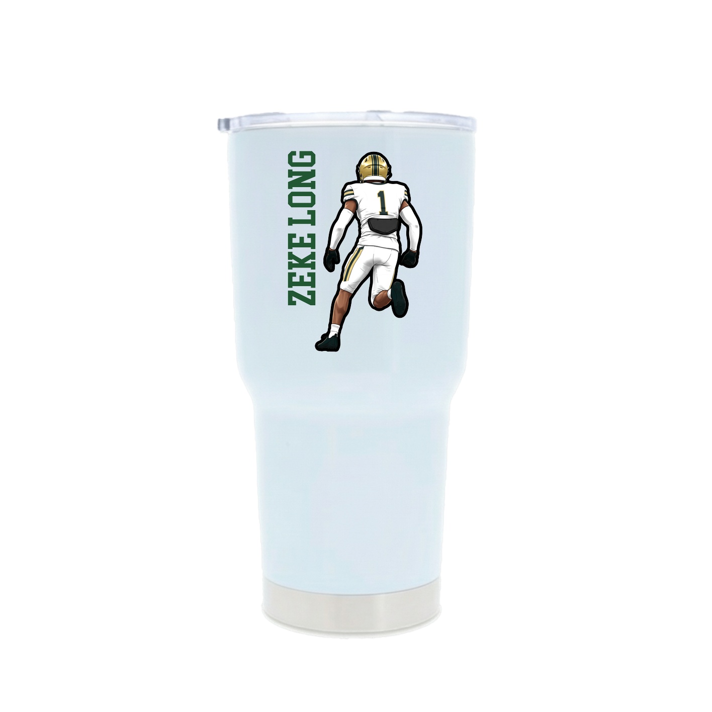 30oz Stainless Steel Tumbler — Name Vertical in White