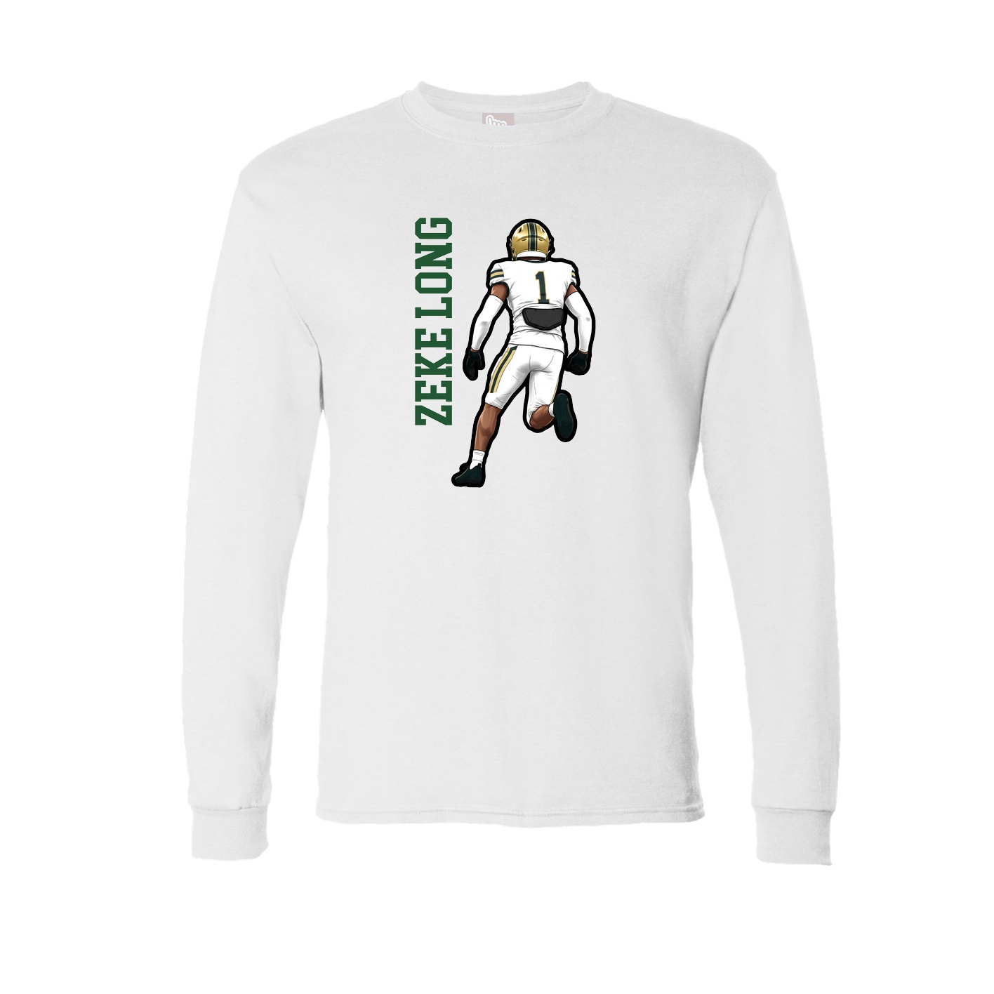 Long Sleeve Tee — Name Vertical in White
