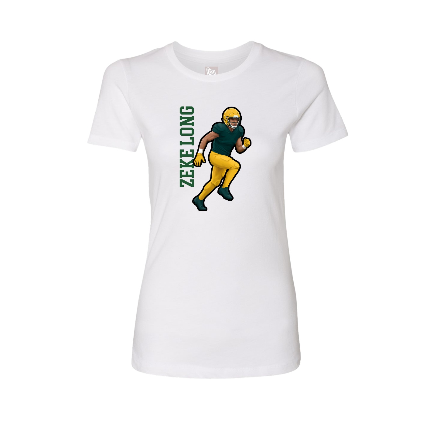 Fitted Women's Tee — Name Vertical in White