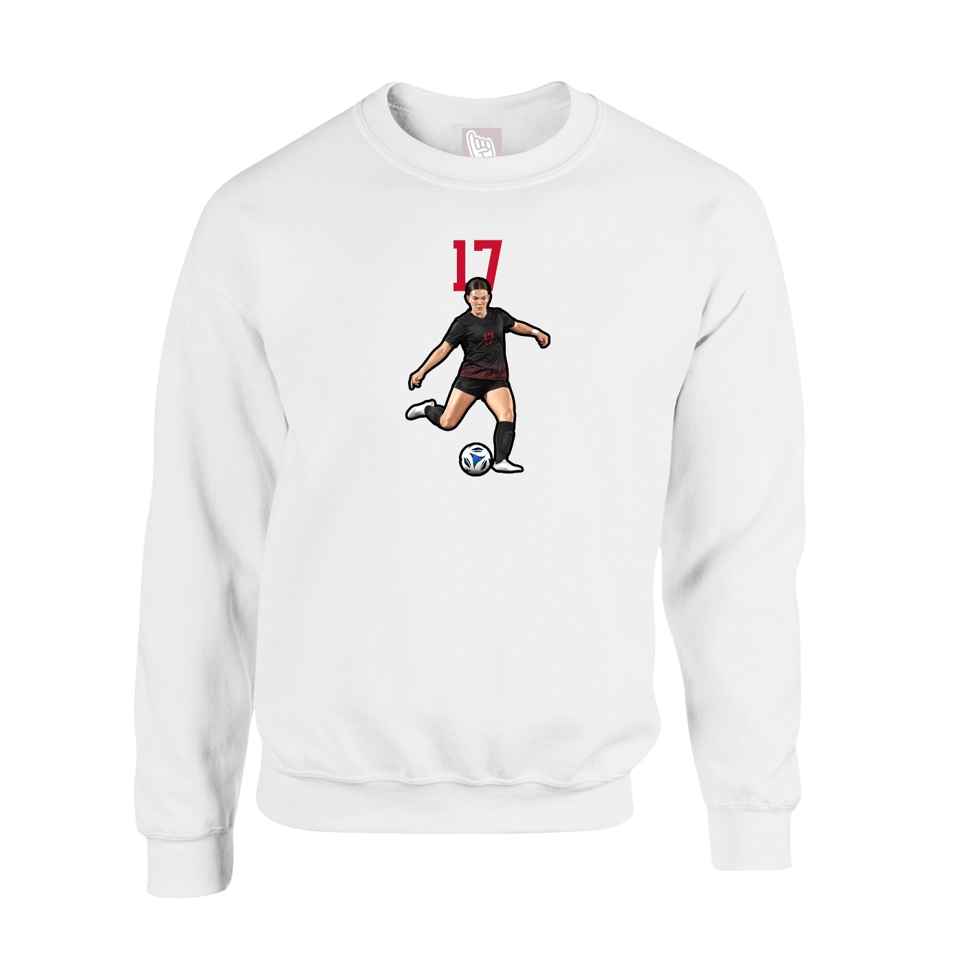 Fleece Crew — Number Top in White