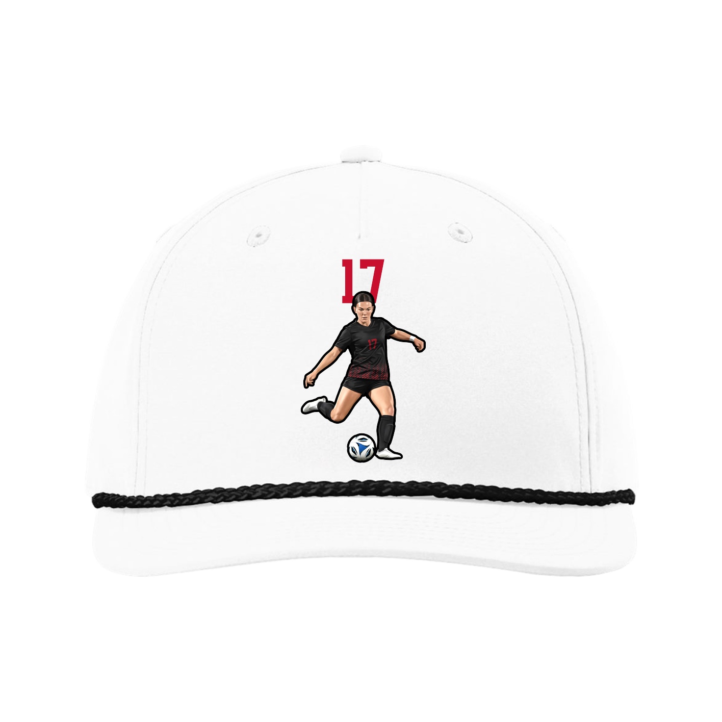 Five-Panel Classic Rope Cap — Number Top in White