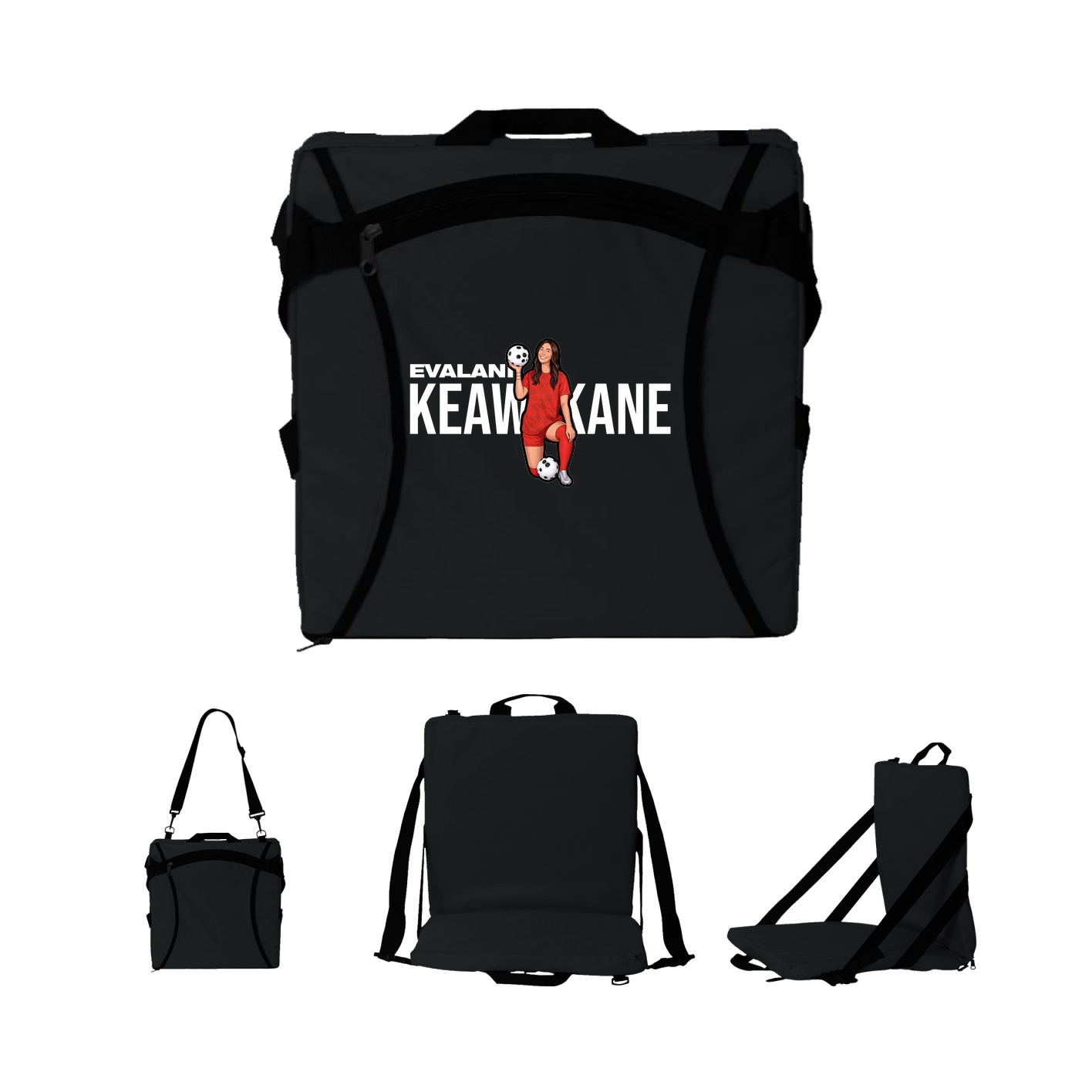 Folding Stadium Seat — Player Name in Black