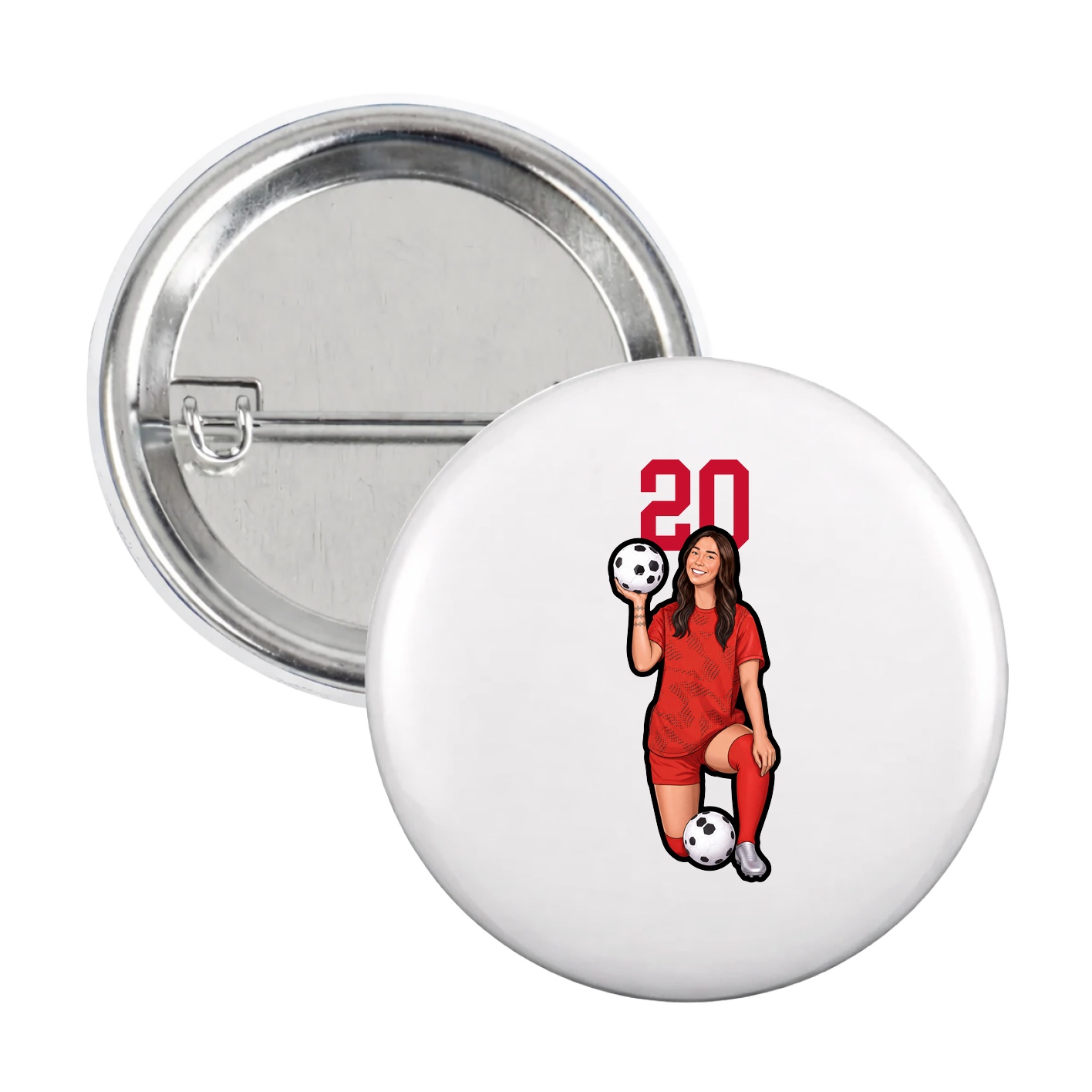 Game Day Button — Number Top in White