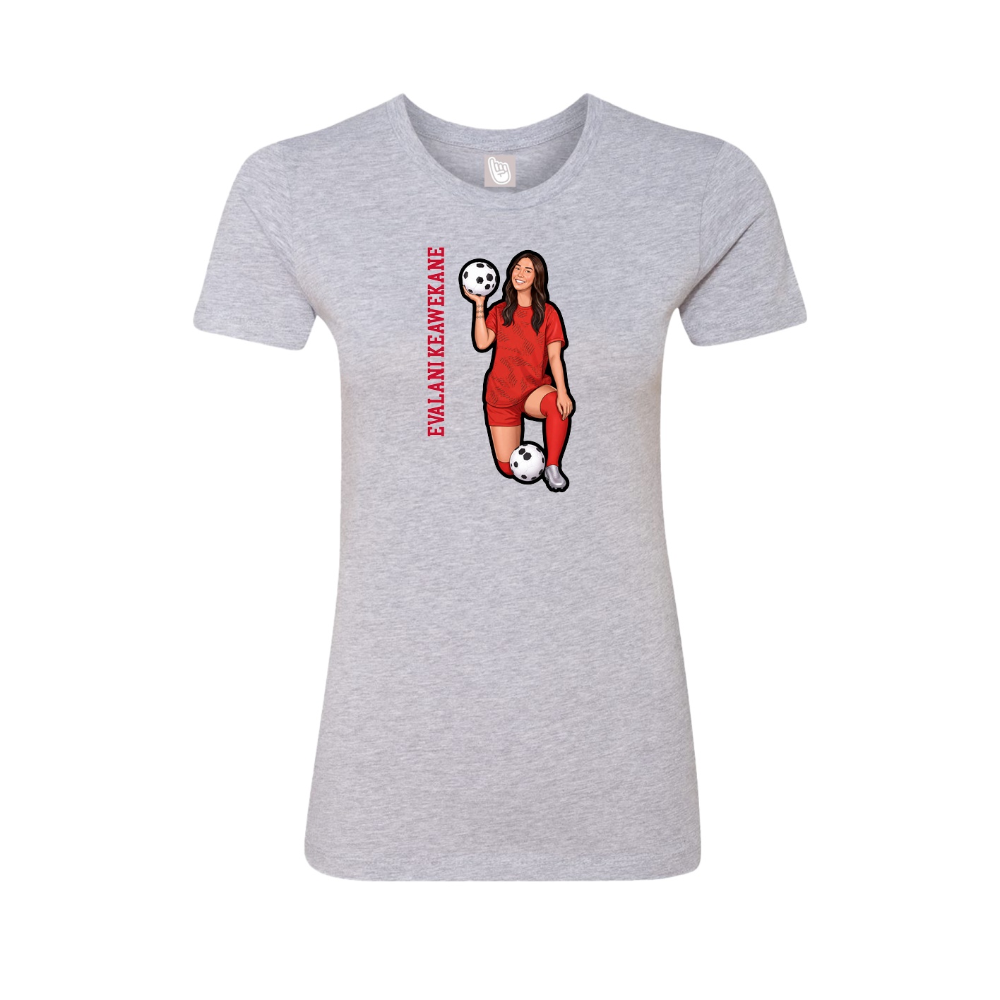 Fitted Women's Tee — Name Vertical in Grey