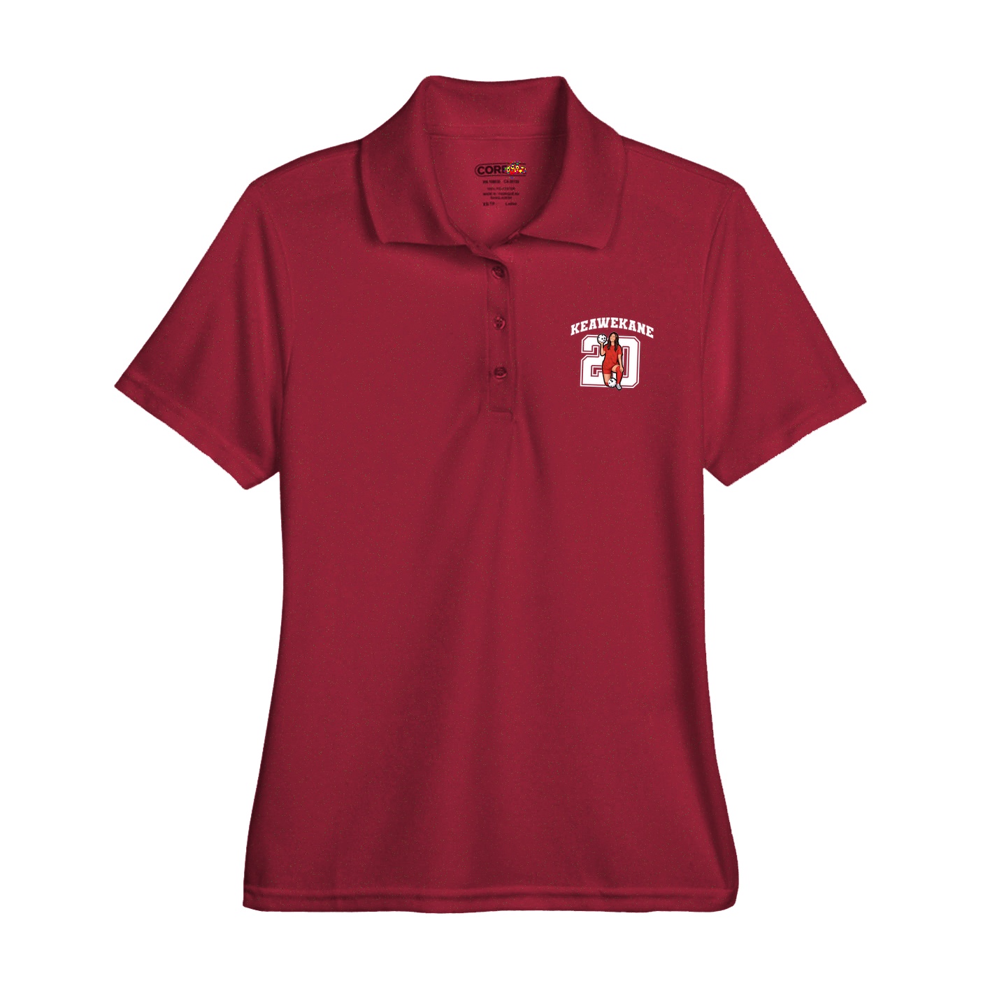 Womens Performance Polo — Number in Red