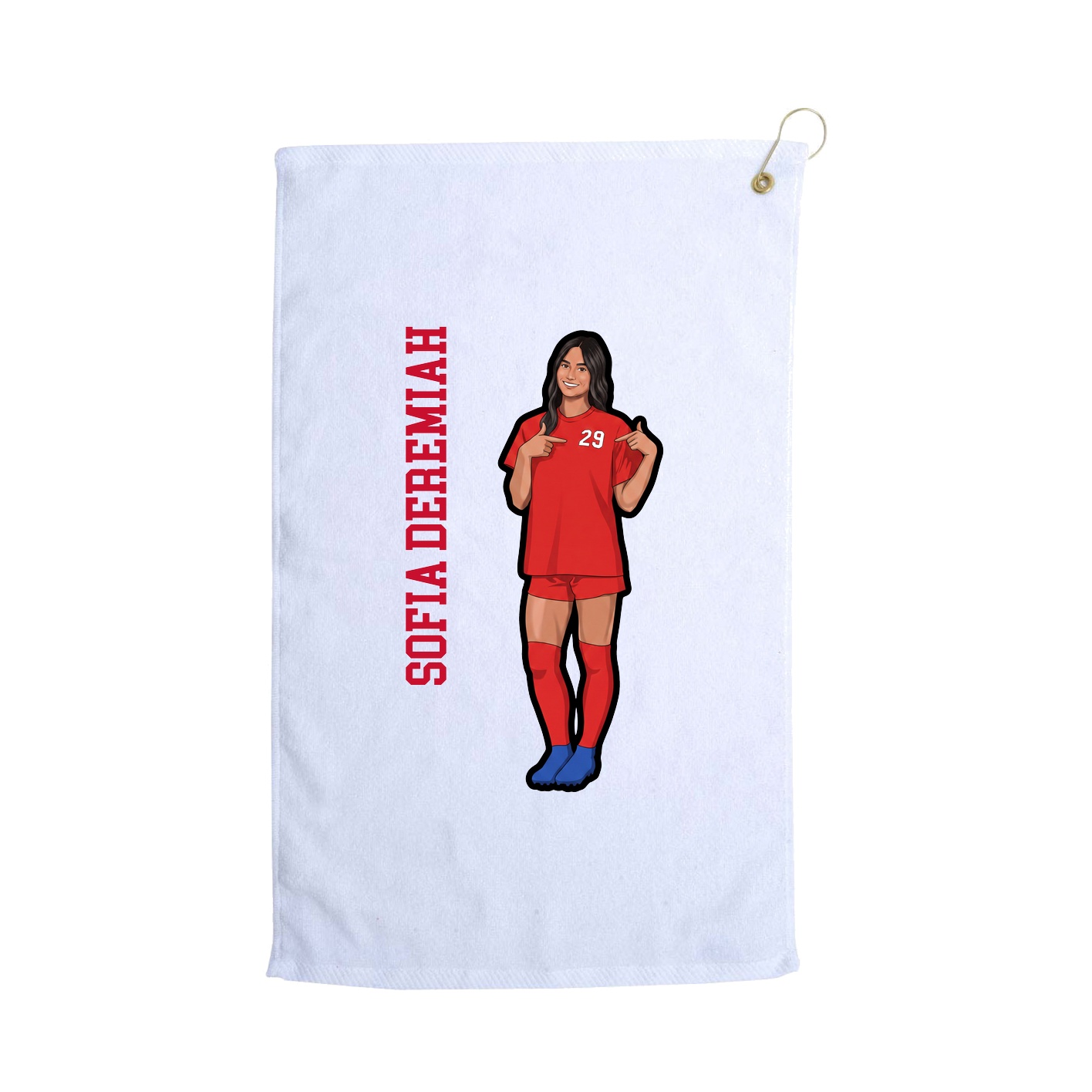 Golf Towel — Name Vertical in White