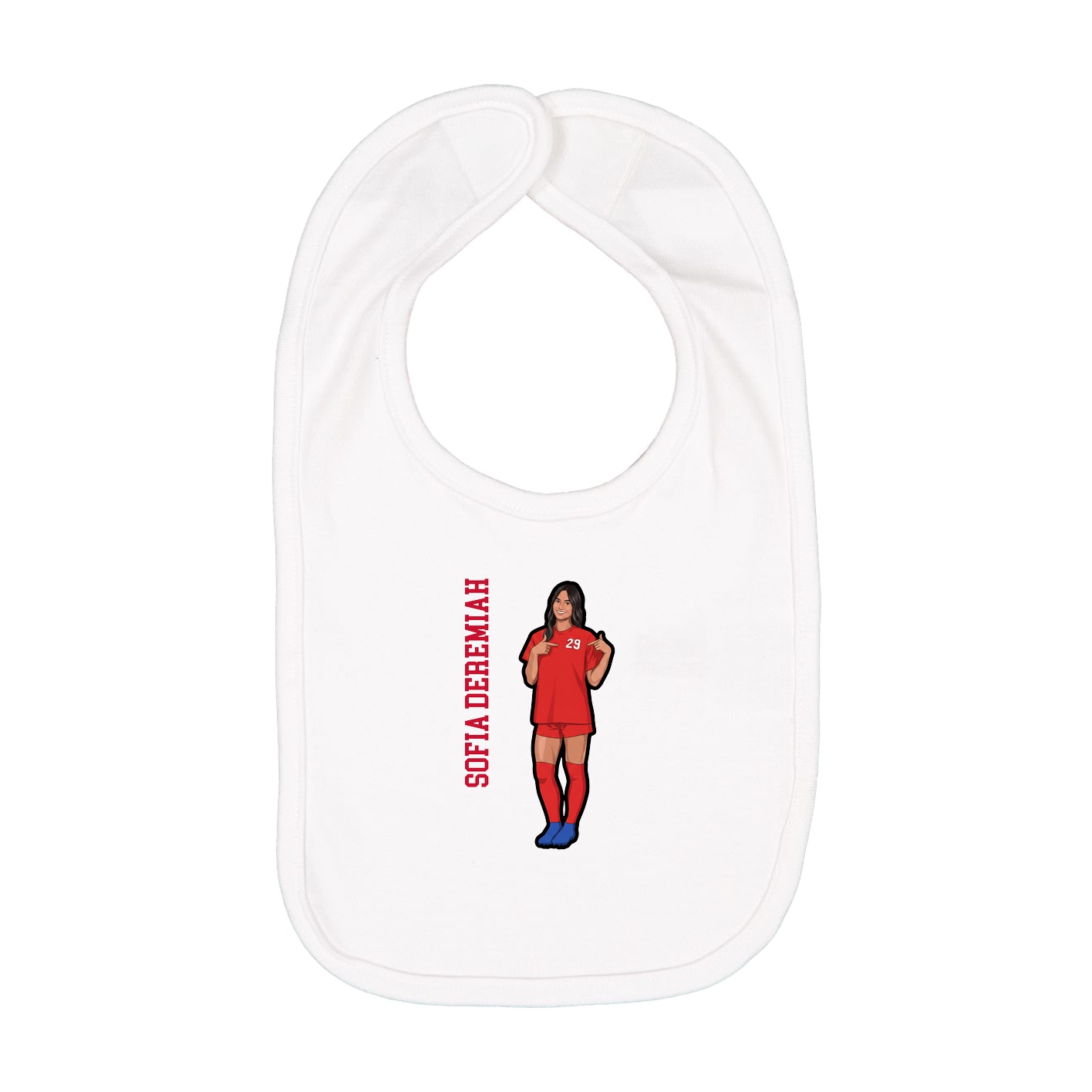 Infant Bib — Name Vertical in White