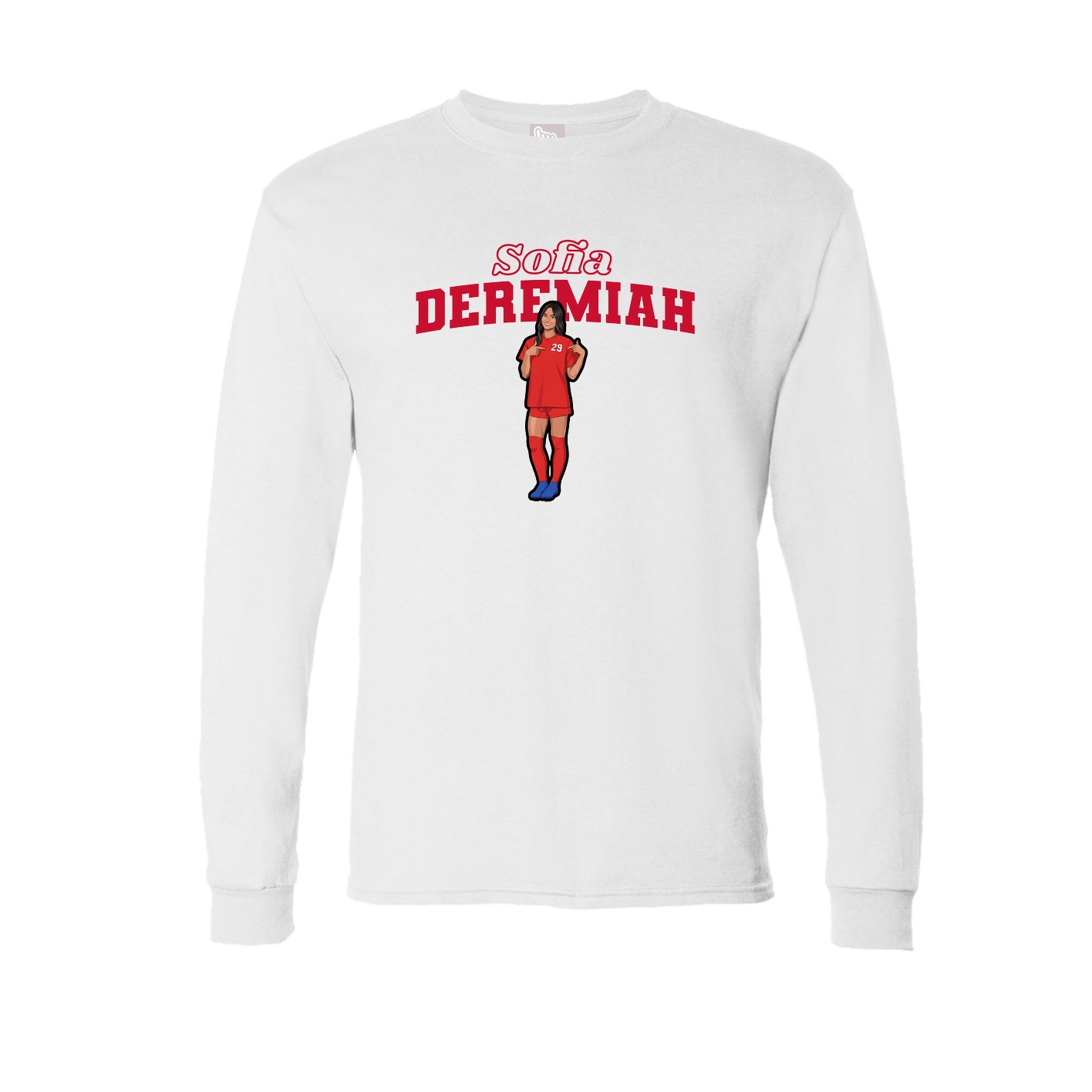 Long Sleeve Tee — Name Arch in White