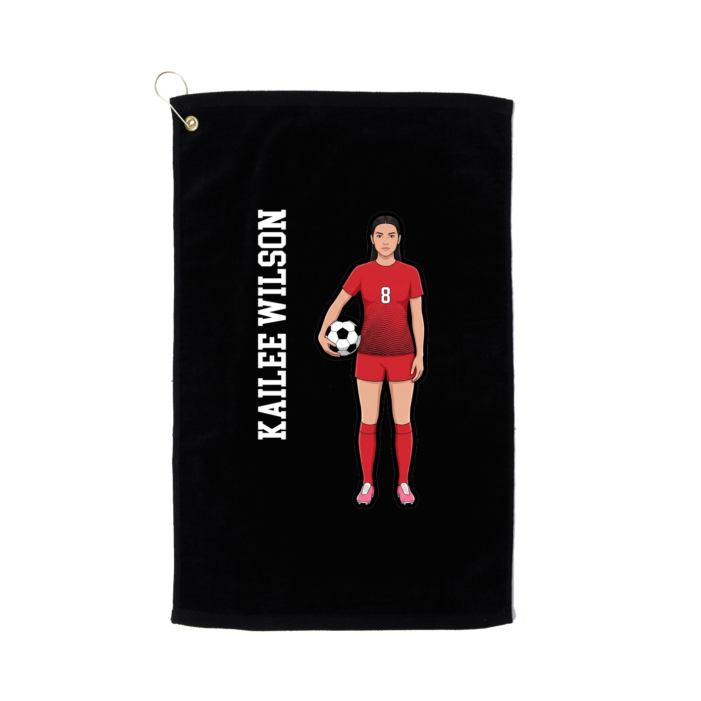 Golf Towel — Name Vertical in Black