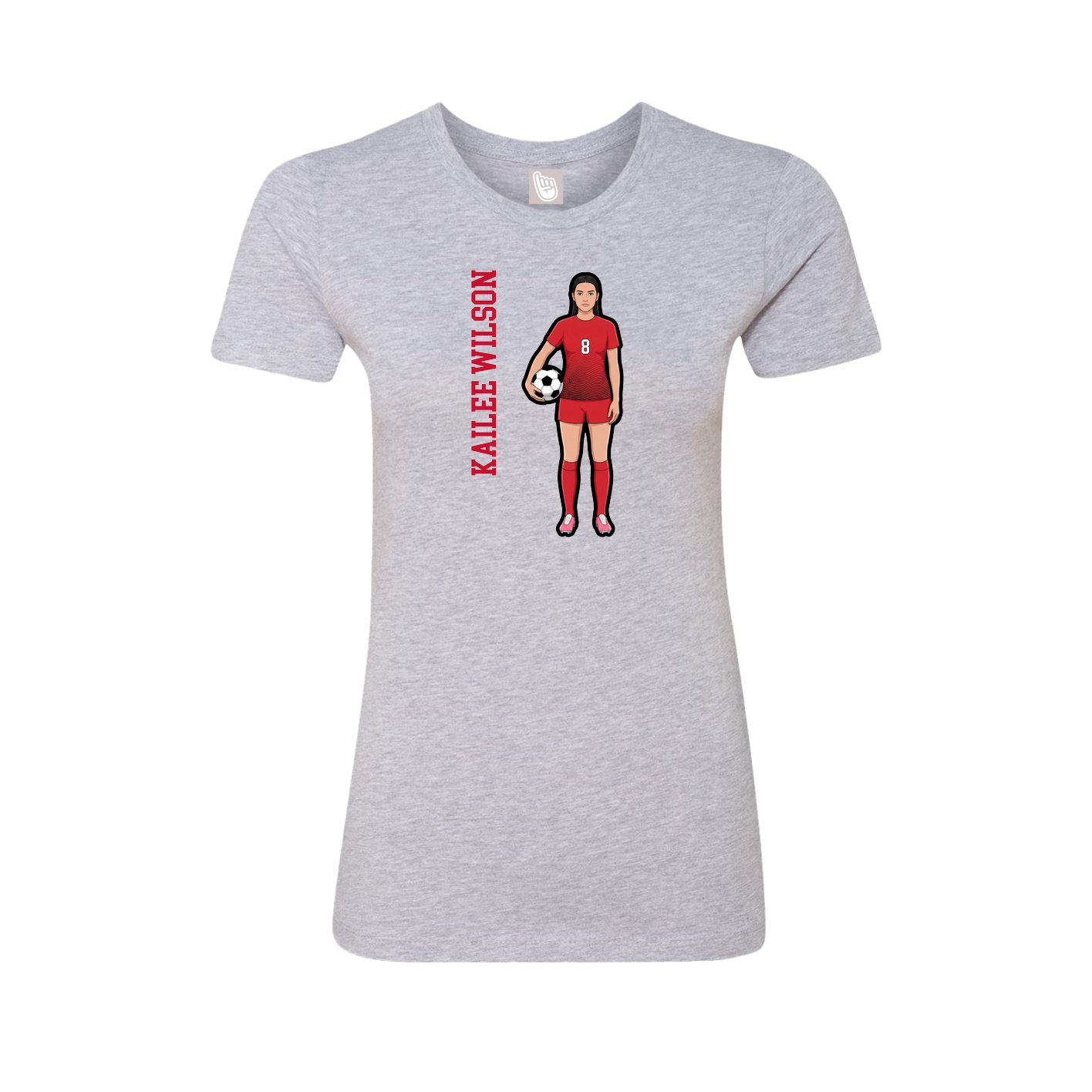 Fitted Women's Tee — Name Vertical in Grey
