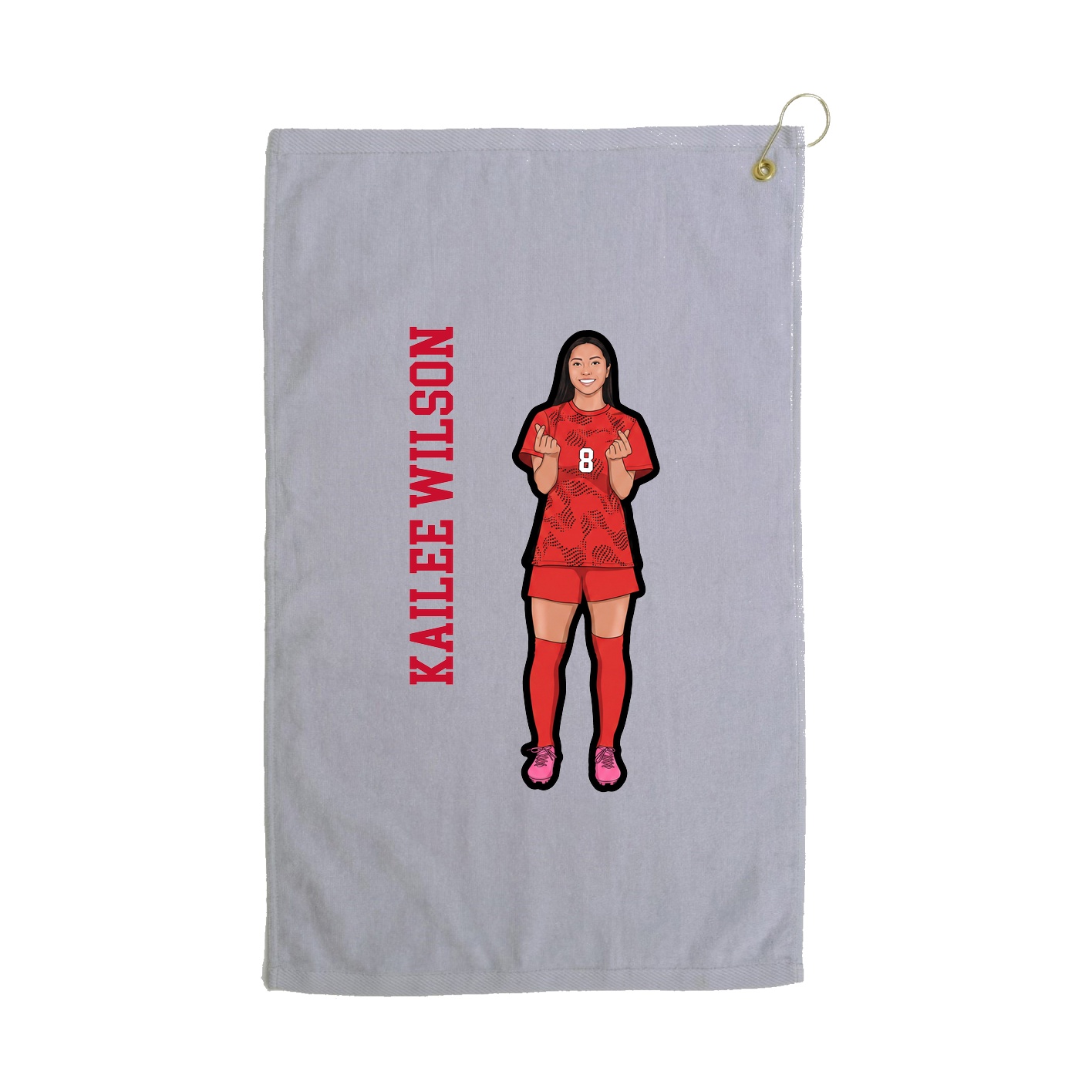 Golf Towel — Name Vertical in Grey