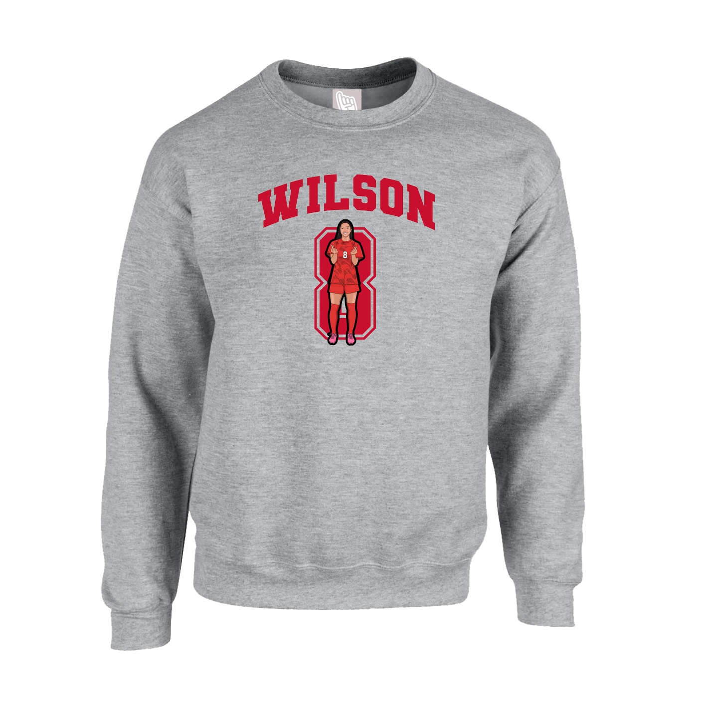 Fleece Crew — Number in Grey