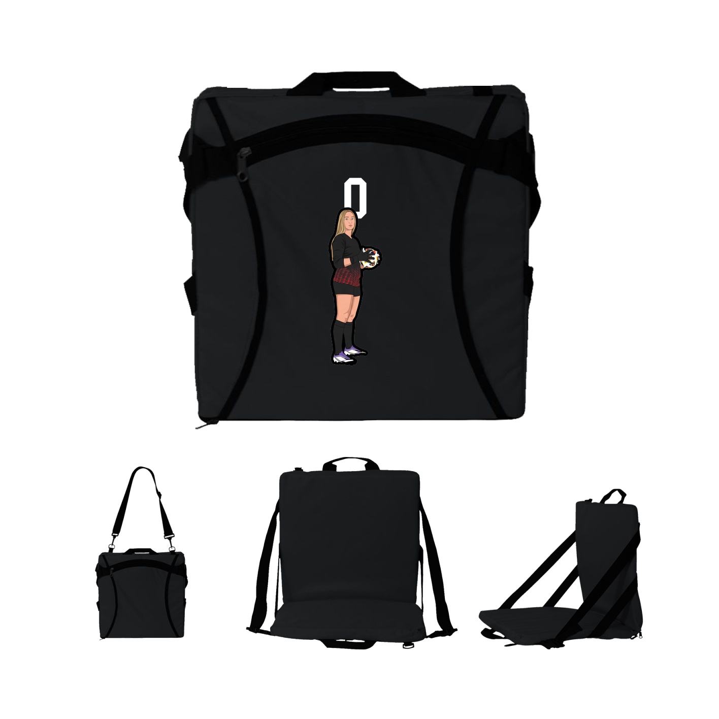 Folding Stadium Seat — Number Top in Black