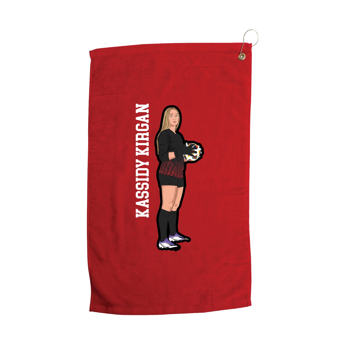 Golf Towel — Name Vertical in Red