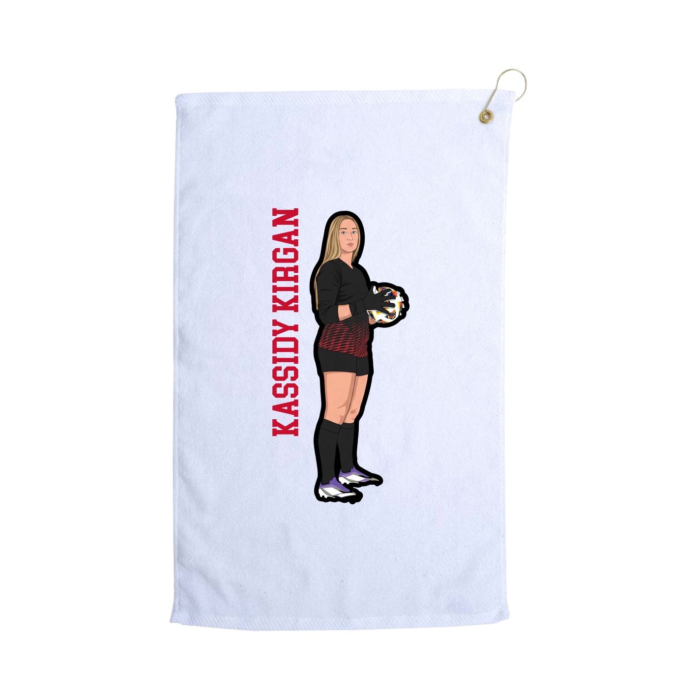 Golf Towel — Name Vertical in White