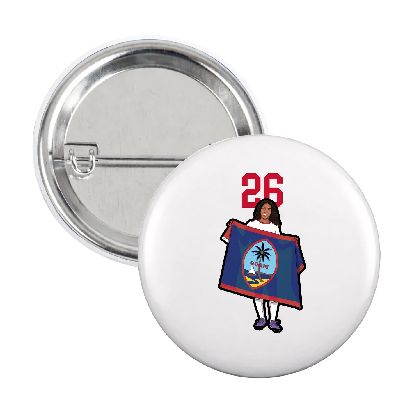 Game Day Button — Number Top in White
